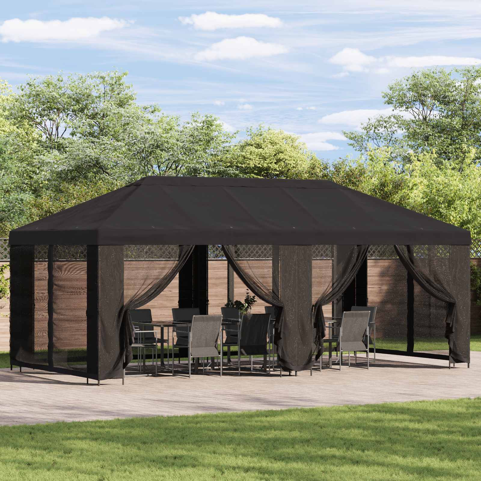 vidaXL Garten Pavillon mit Seitenwänden 6 x 3 m Anthrazit