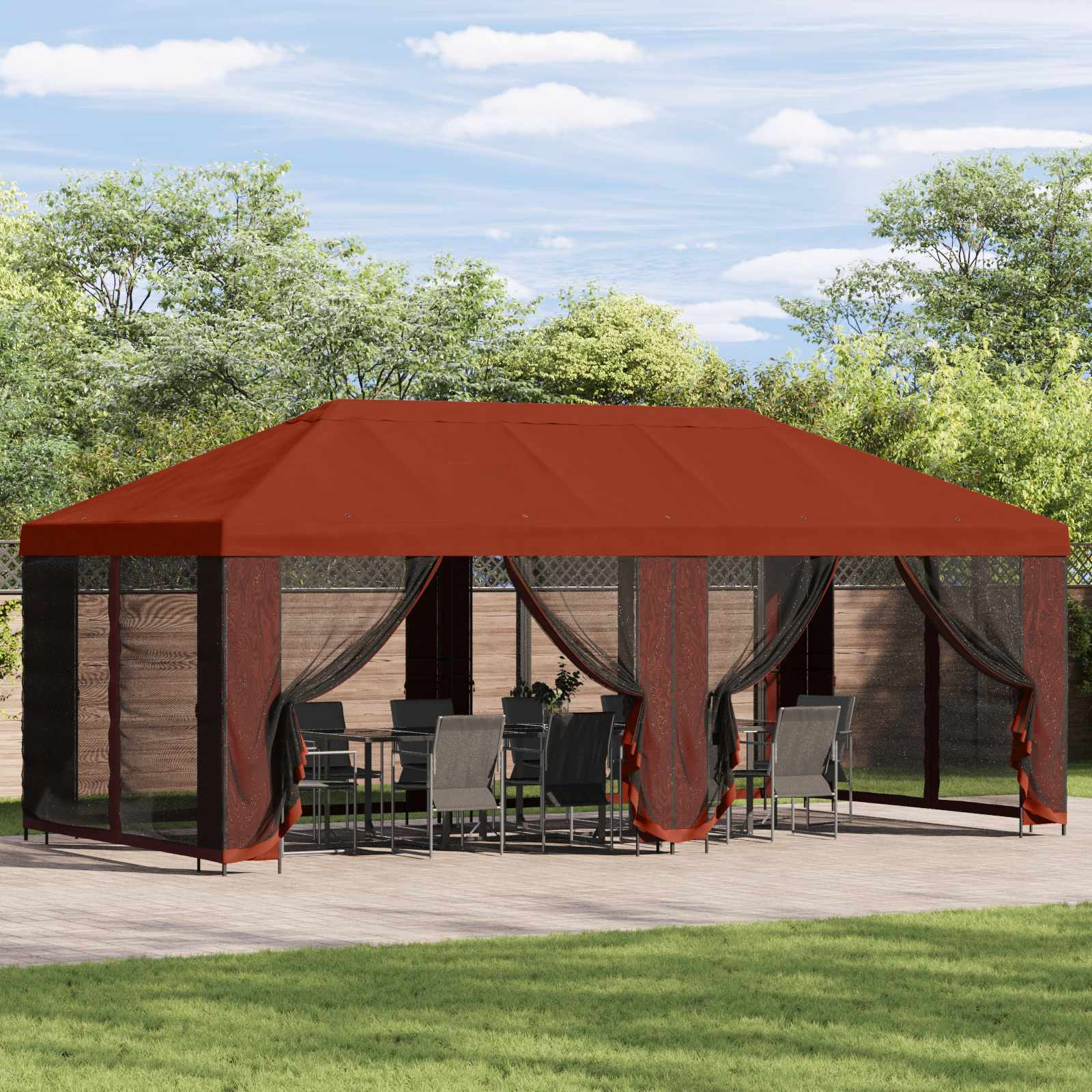 vidaXL Garten Pavillon mit Seitenwänden 6 x 3 m Terrakotta