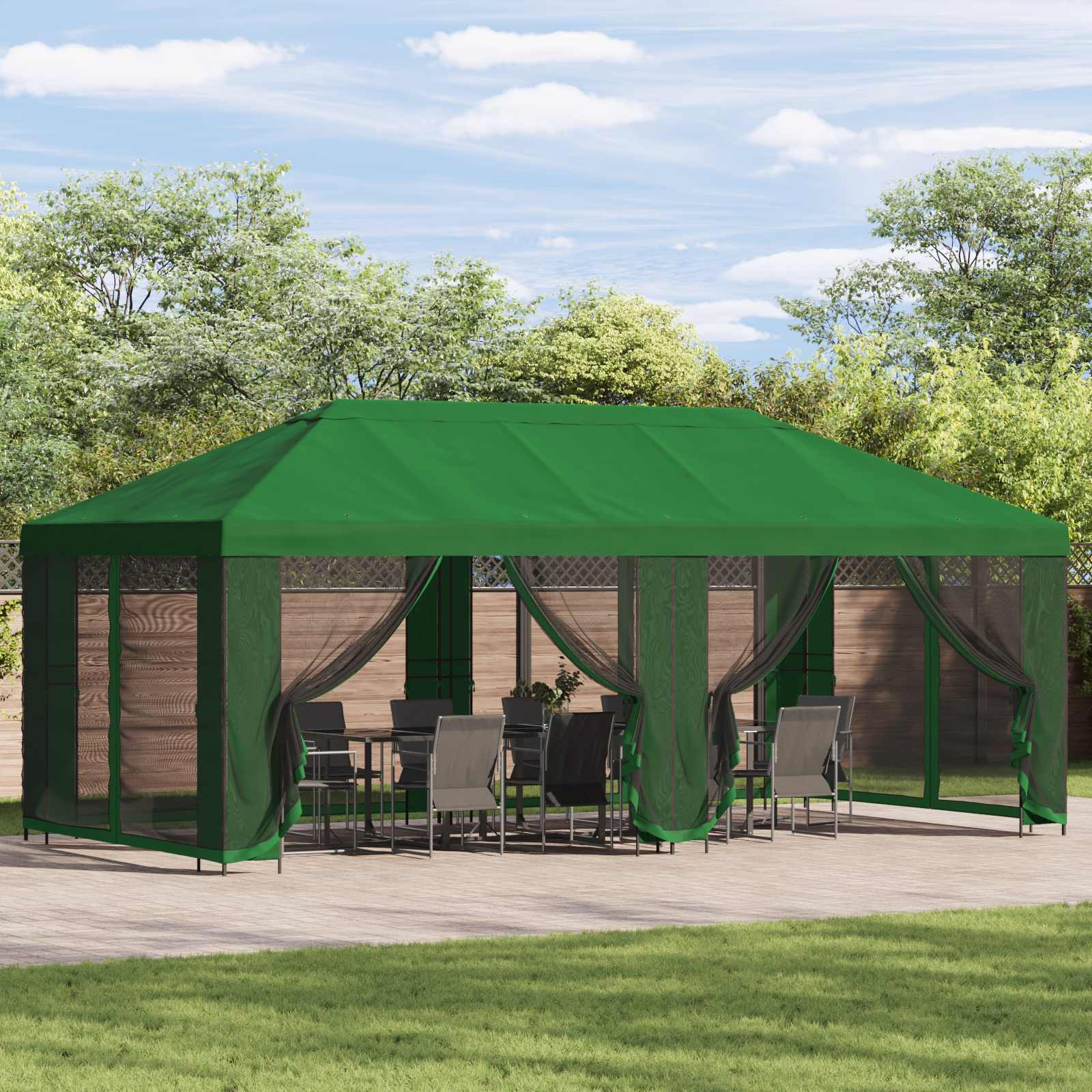 vidaXL Garten Pavillon mit Seitenwänden 6 x 3 m Grün