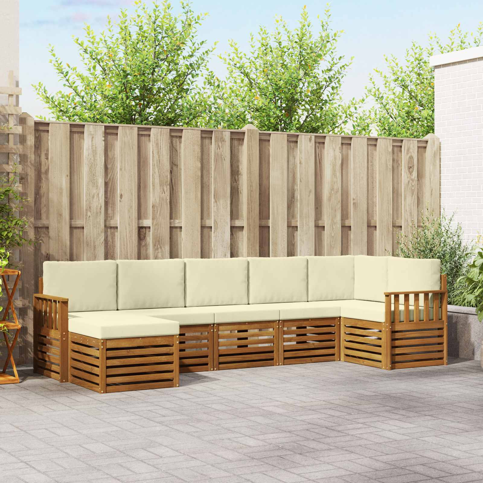 vidaXL Ecksofa Set mit Kissen 7 pcs Natur und Creme