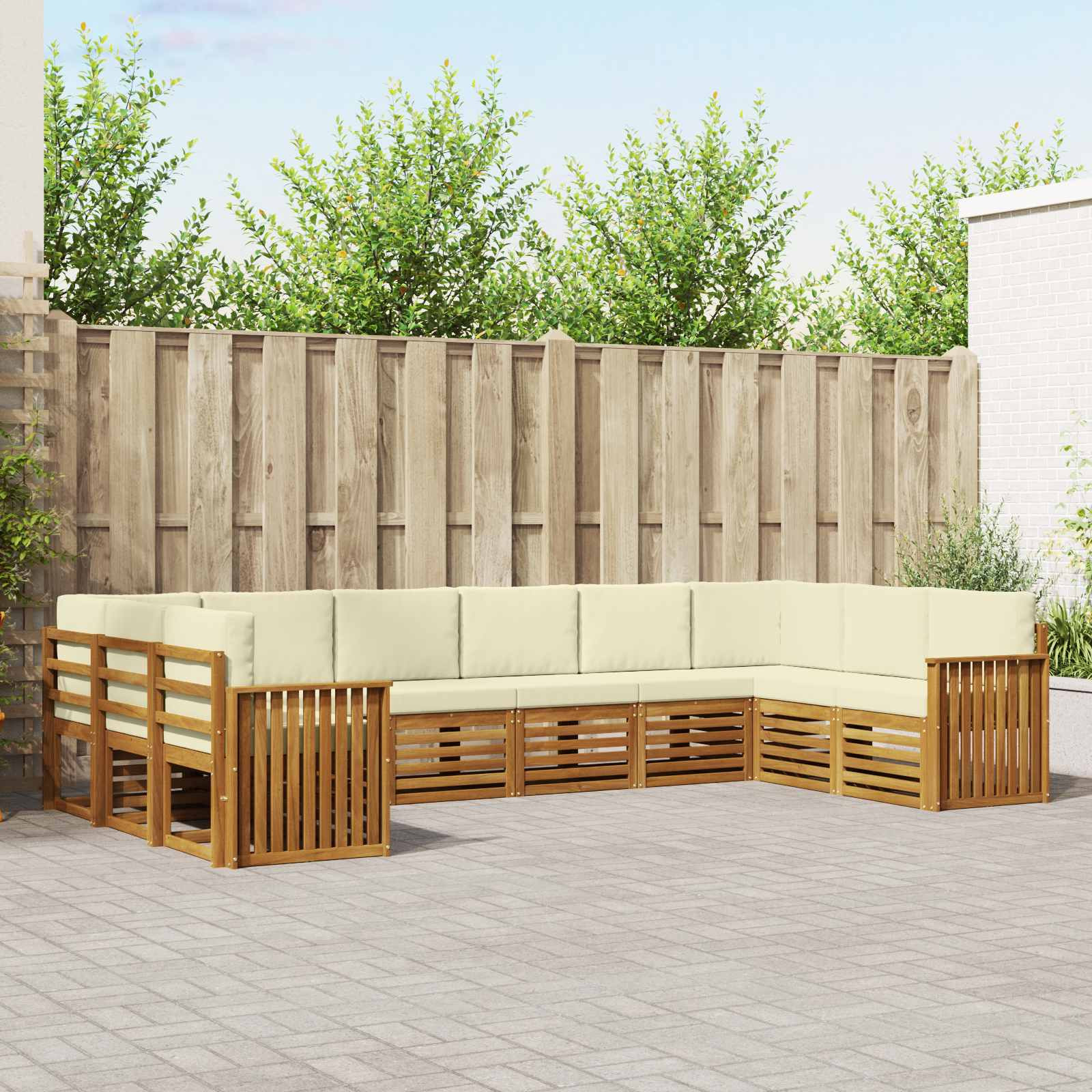 vidaXL Ecksofa Set mit Kissen 10 pcs Natur und Creme