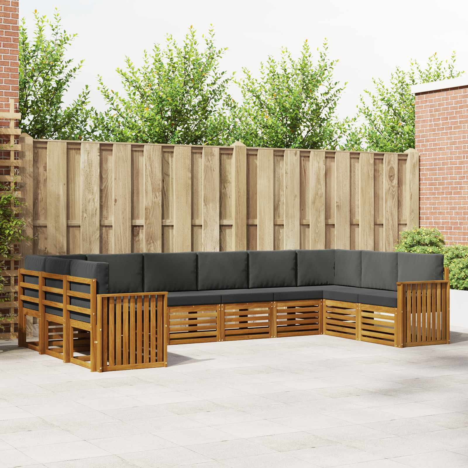 vidaXL Ecksofa Set mit Kissen 10 pcs Natur und Anthrazit