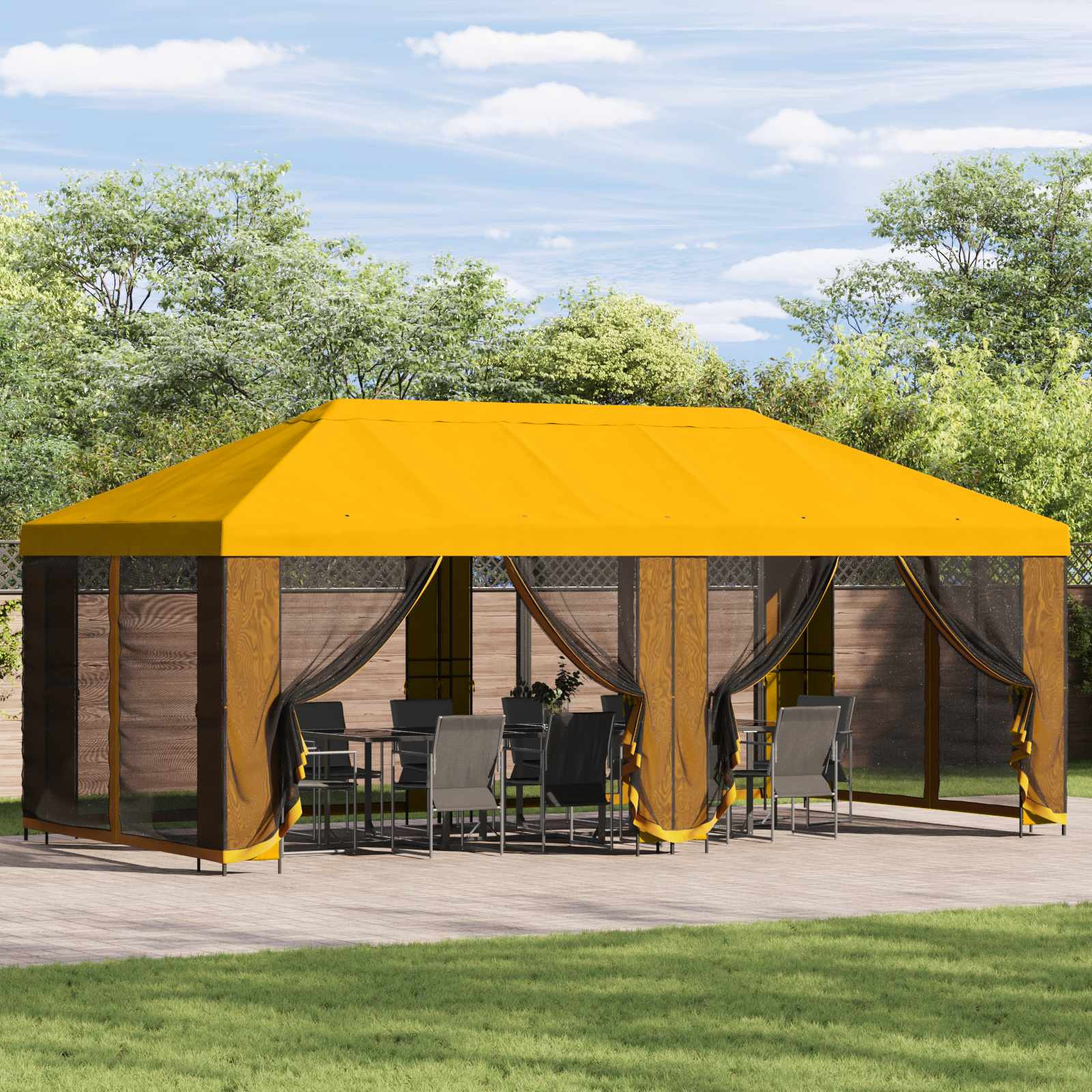 vidaXL Garten Pavillon mit Seitenwänden 6 x 3 m Gelb