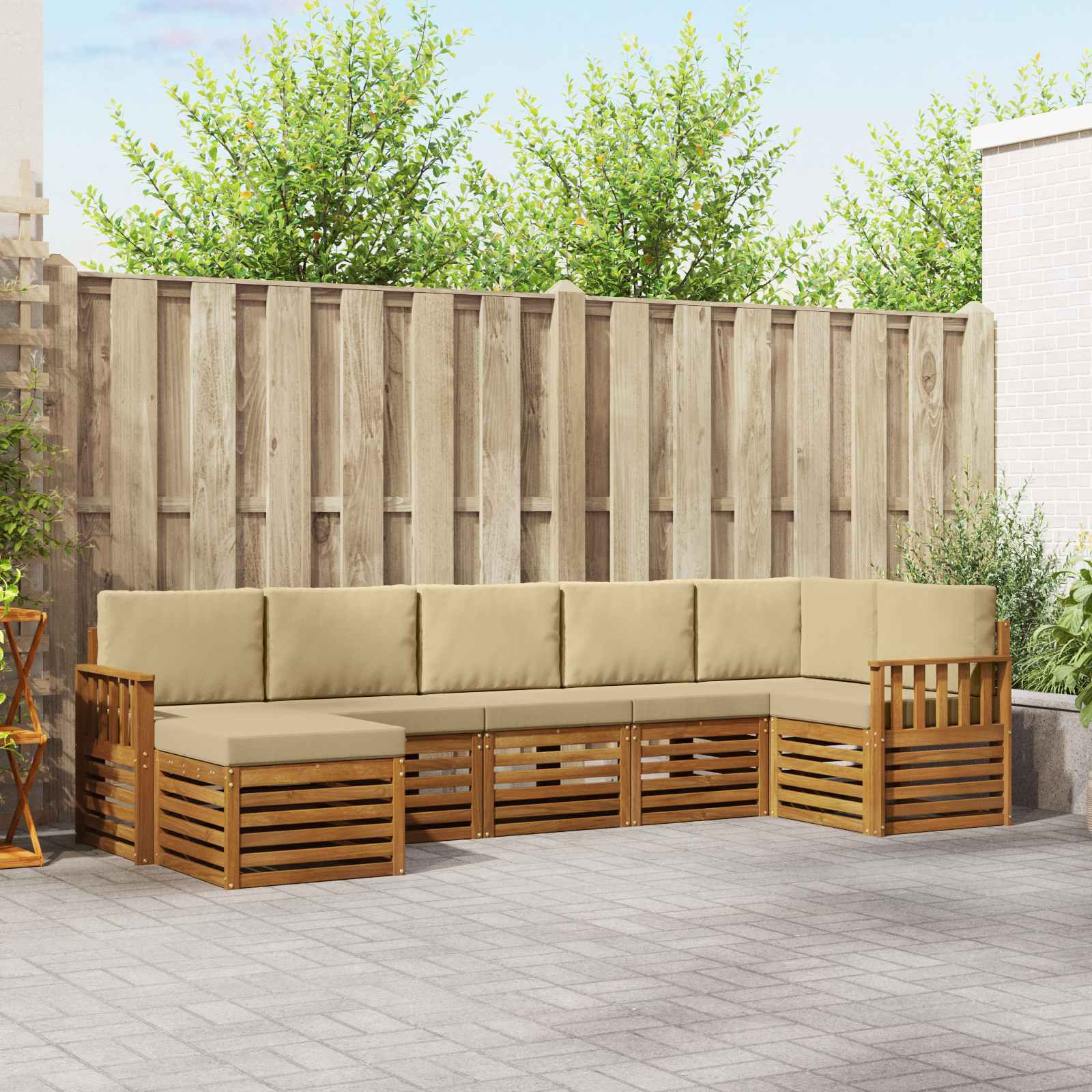 vidaXL Ecksofa Set mit Kissen 7 pcs Natur und Beige