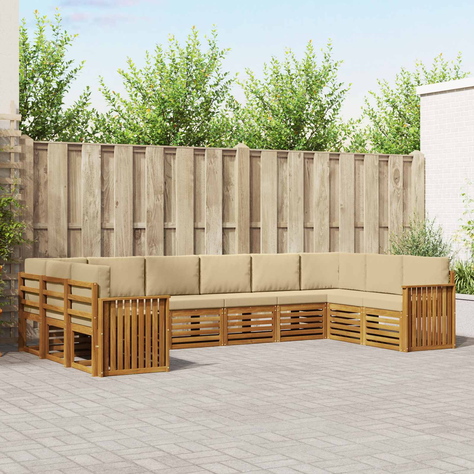 vidaXL Ecksofa Set mit Kissen 10 pcs Natur und Beige