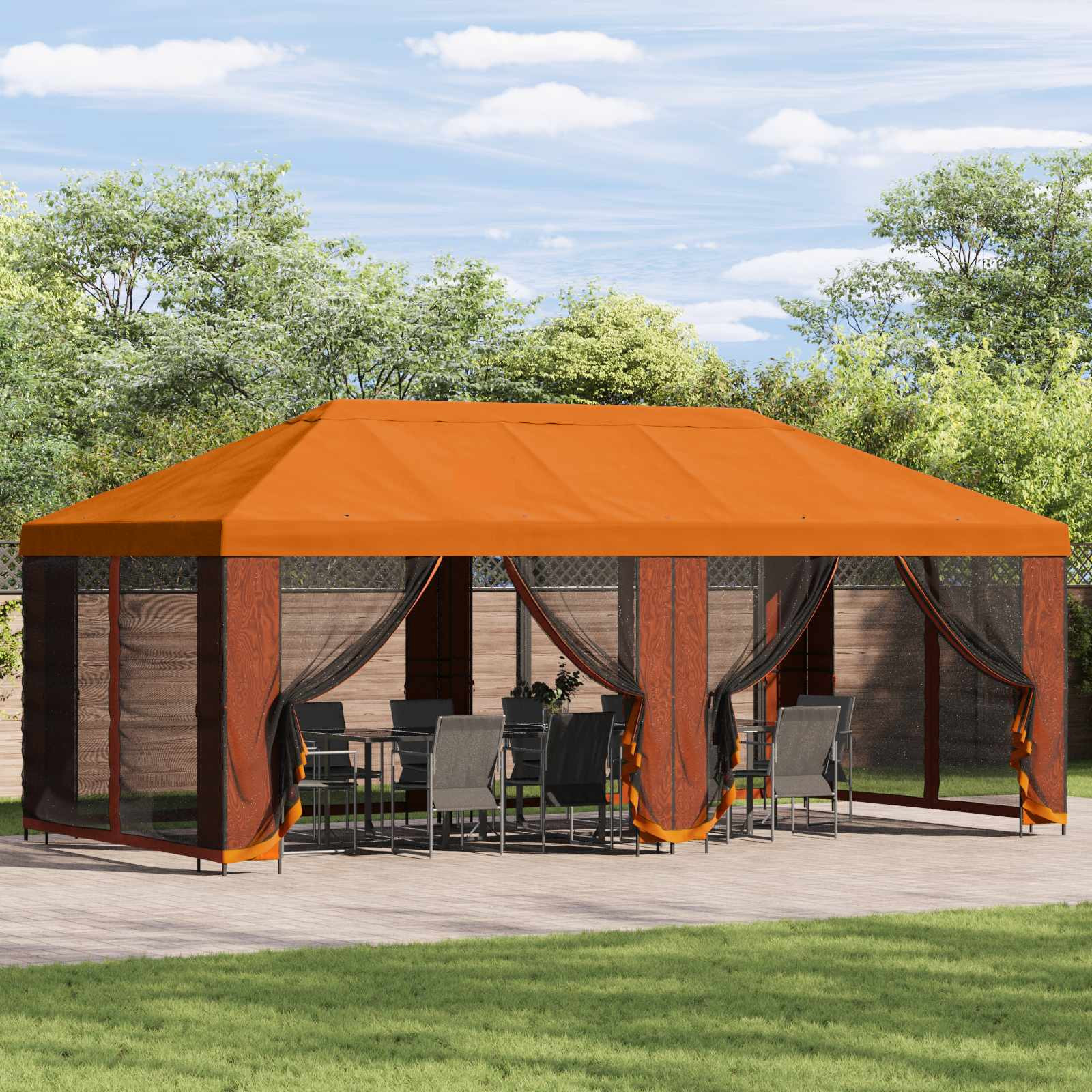 vidaXL Garten Pavillon mit Seitenwänden 6 x 3 m Orange