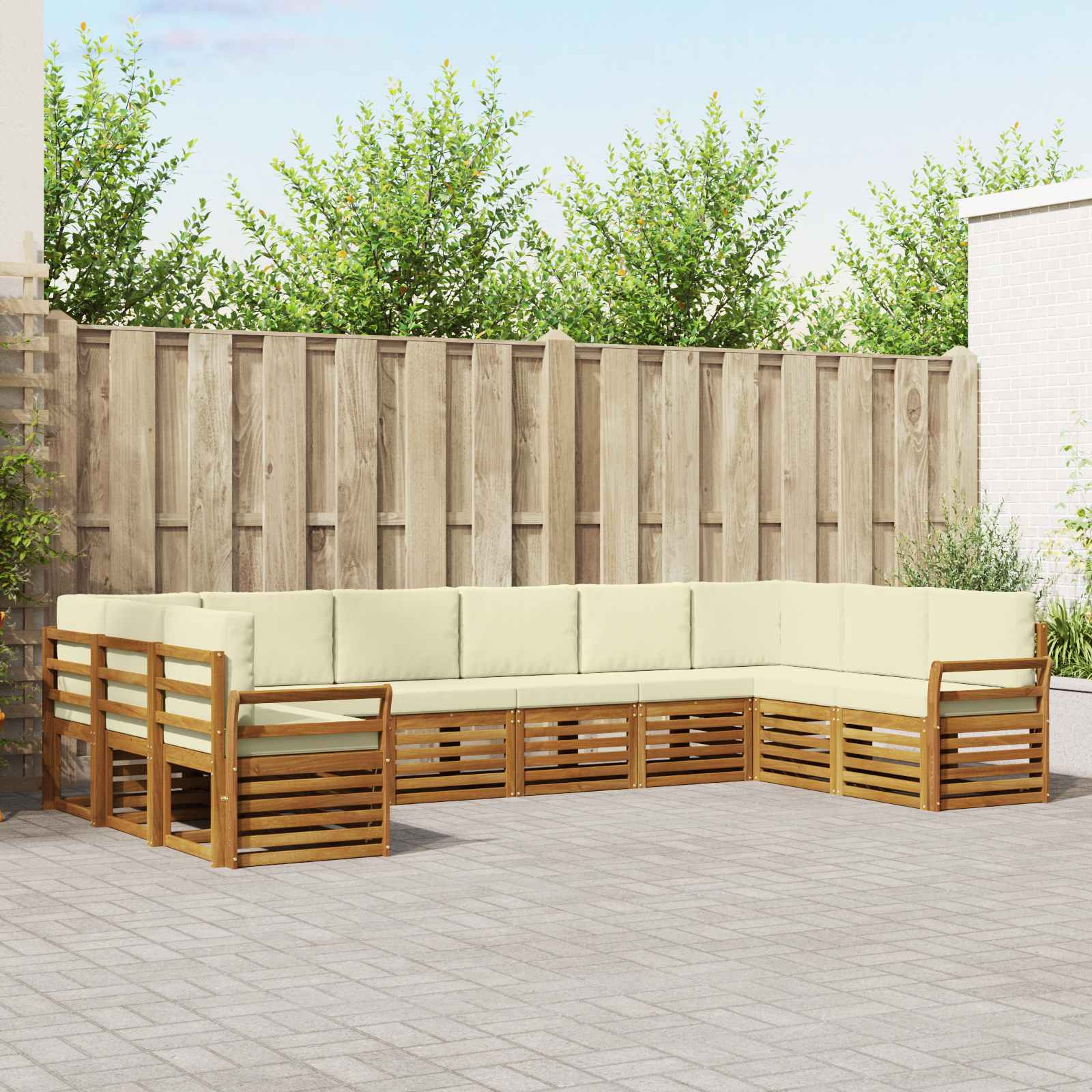 vidaXL Ecksofa Set mit Kissen 10 pcs Natur und Creme