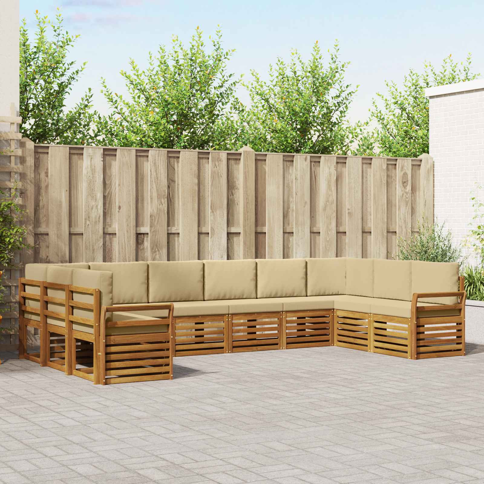 vidaXL Ecksofa Set mit Kissen 10 pcs Natur und Beige