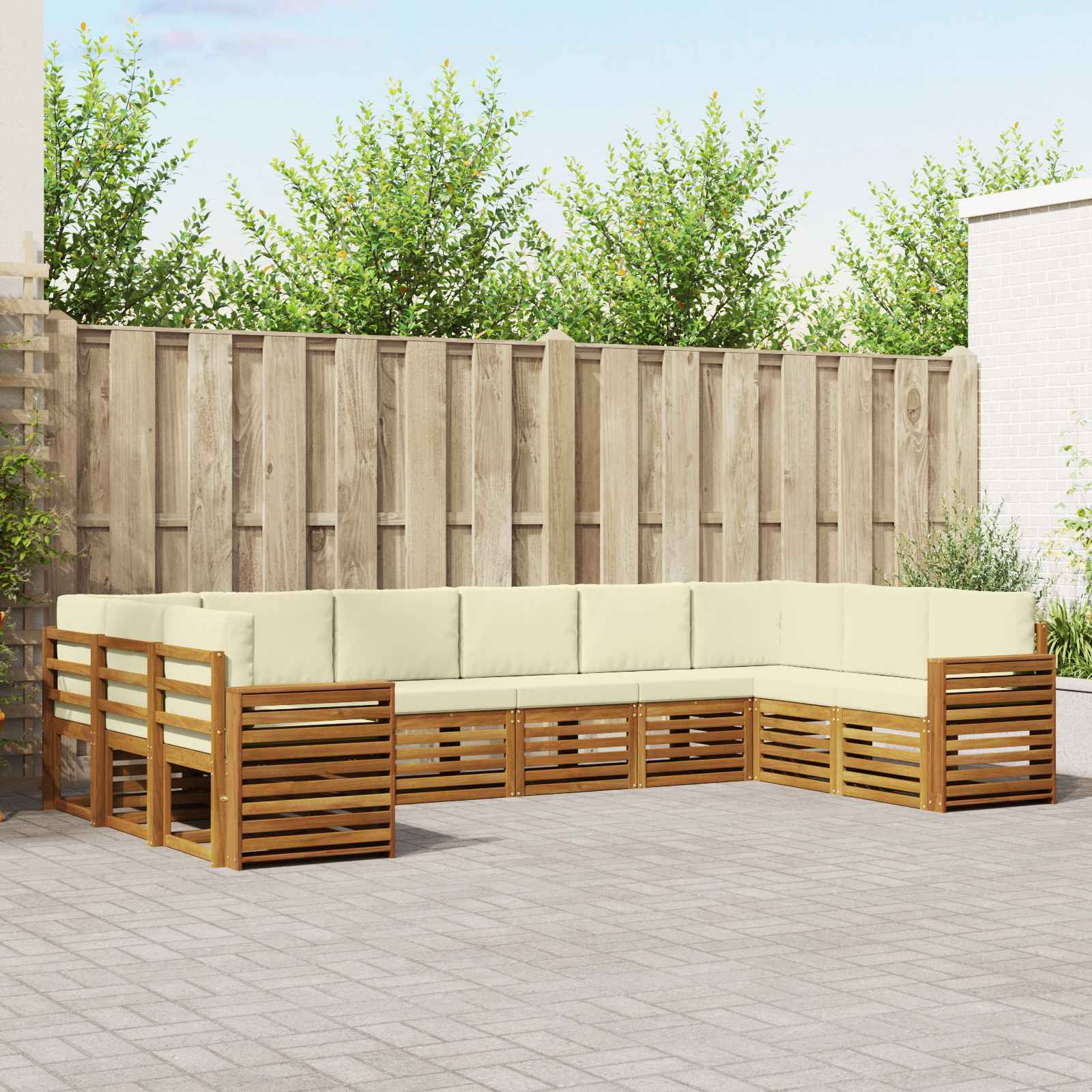 vidaXL Ecksofa Set mit Kissen 10 pcs Natur und Creme