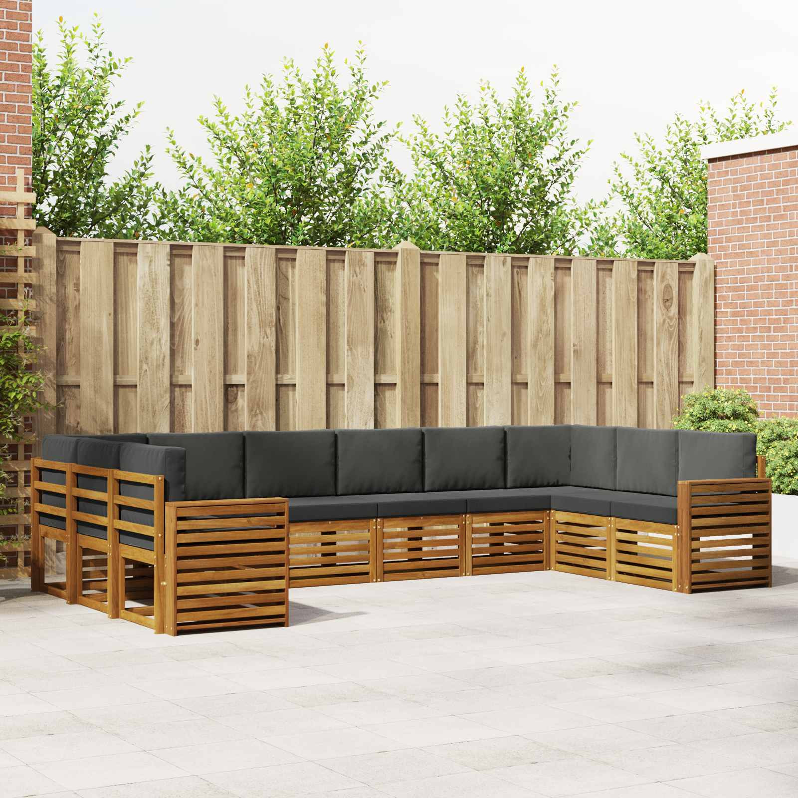 vidaXL Ecksofa Set mit Kissen 10 pcs Natur und Anthrazit