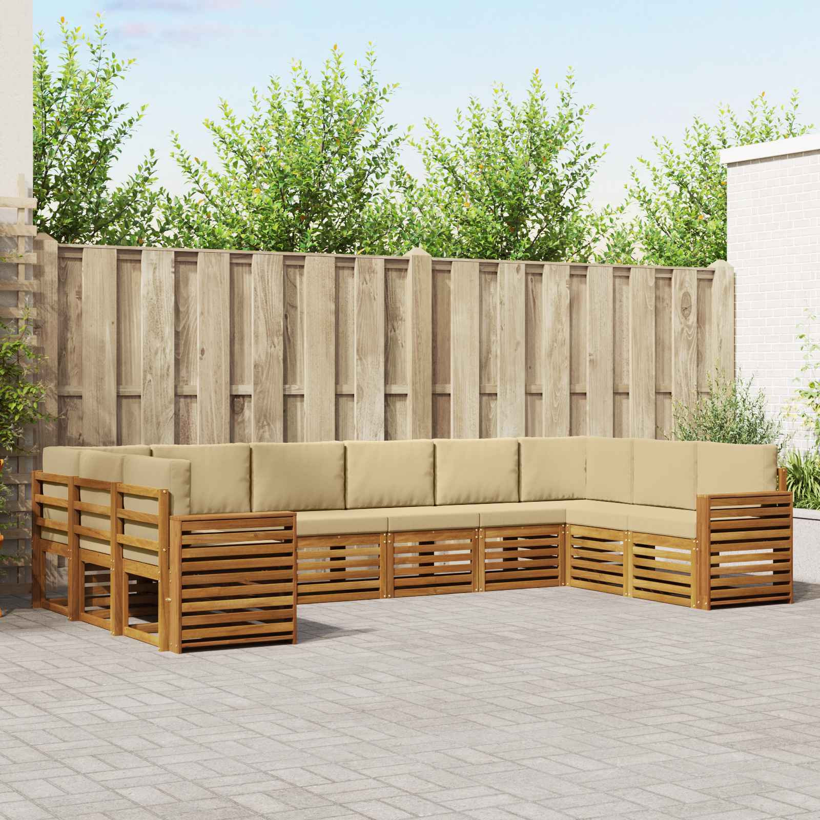 vidaXL Ecksofa Set mit Kissen 10 pcs Natur und Beige