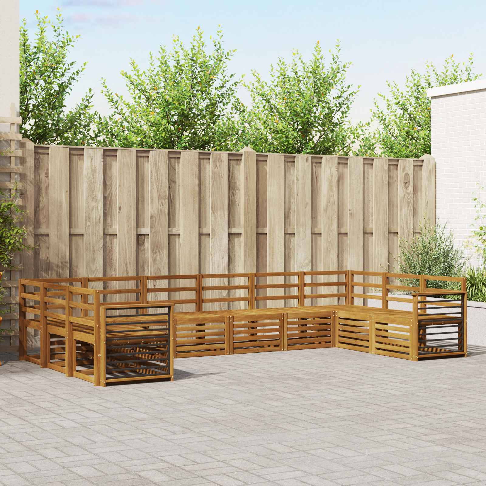 vidaXL Sofagarnituren 10 pcs Natur Massivholz Akazie