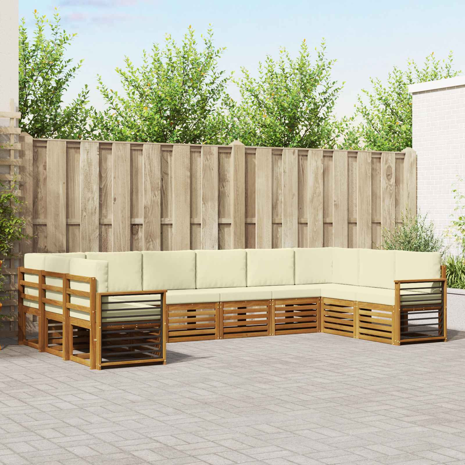 vidaXL Ecksofa Set mit Kissen 10 pcs Natur und Creme