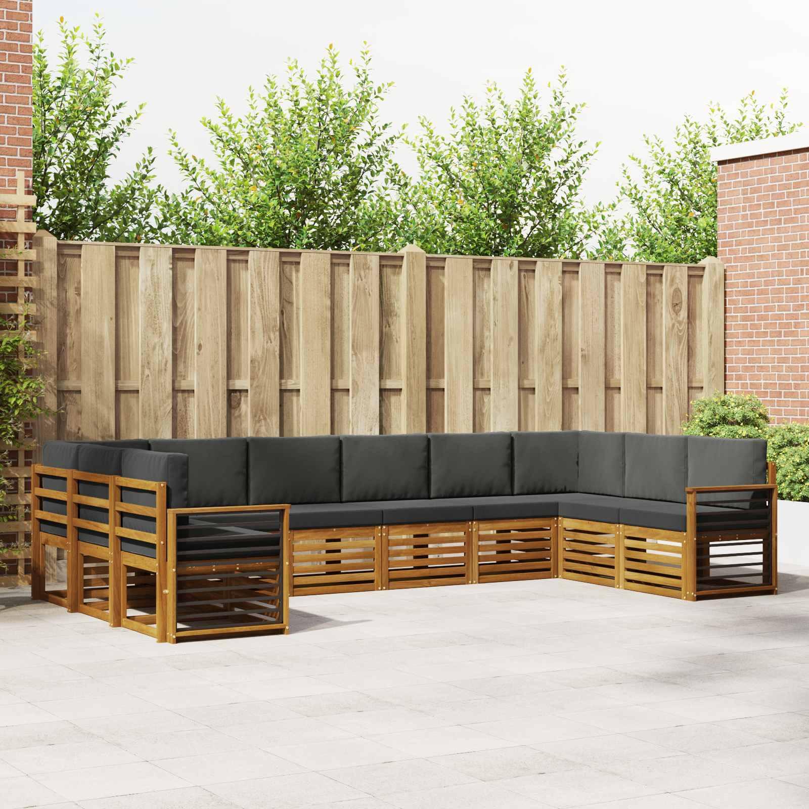 vidaXL Ecksofa Set mit Kissen 10 pcs Natur und Anthrazit