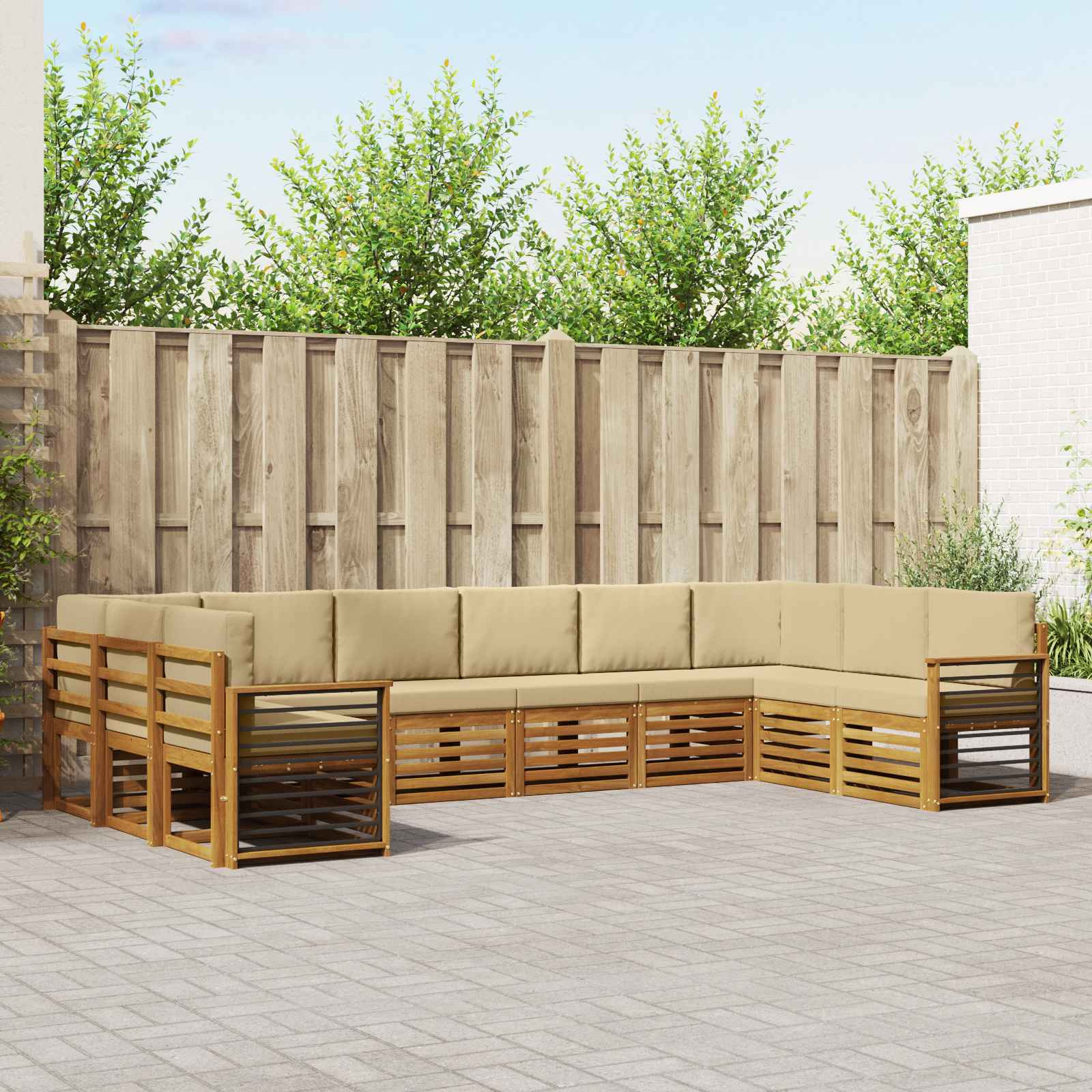 vidaXL Ecksofa Set mit Kissen 10 pcs Natur und Beige