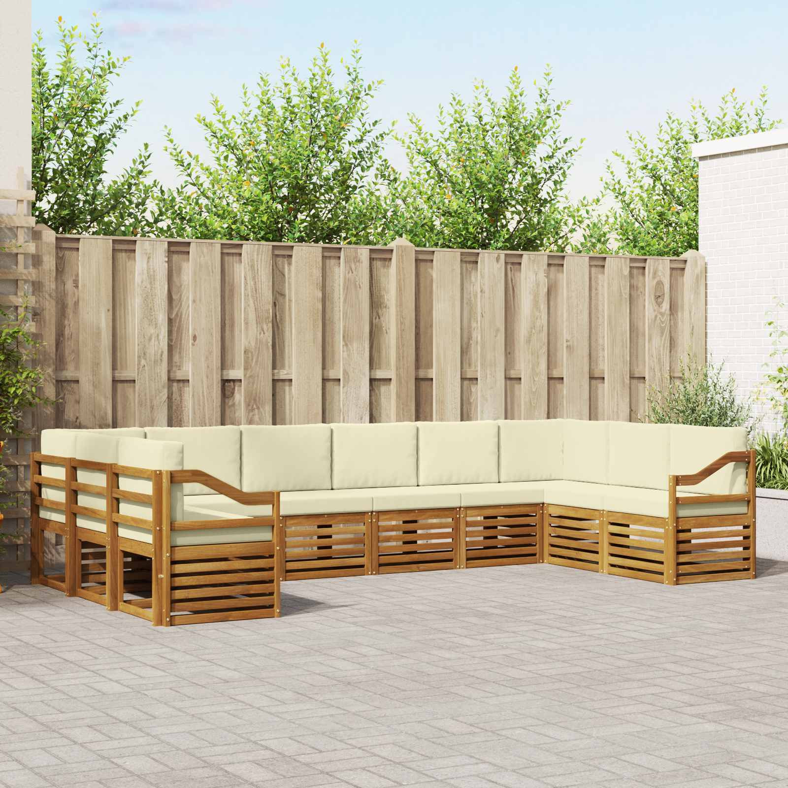 vidaXL Ecksofa Set mit Kissen 10 pcs Natur und Creme