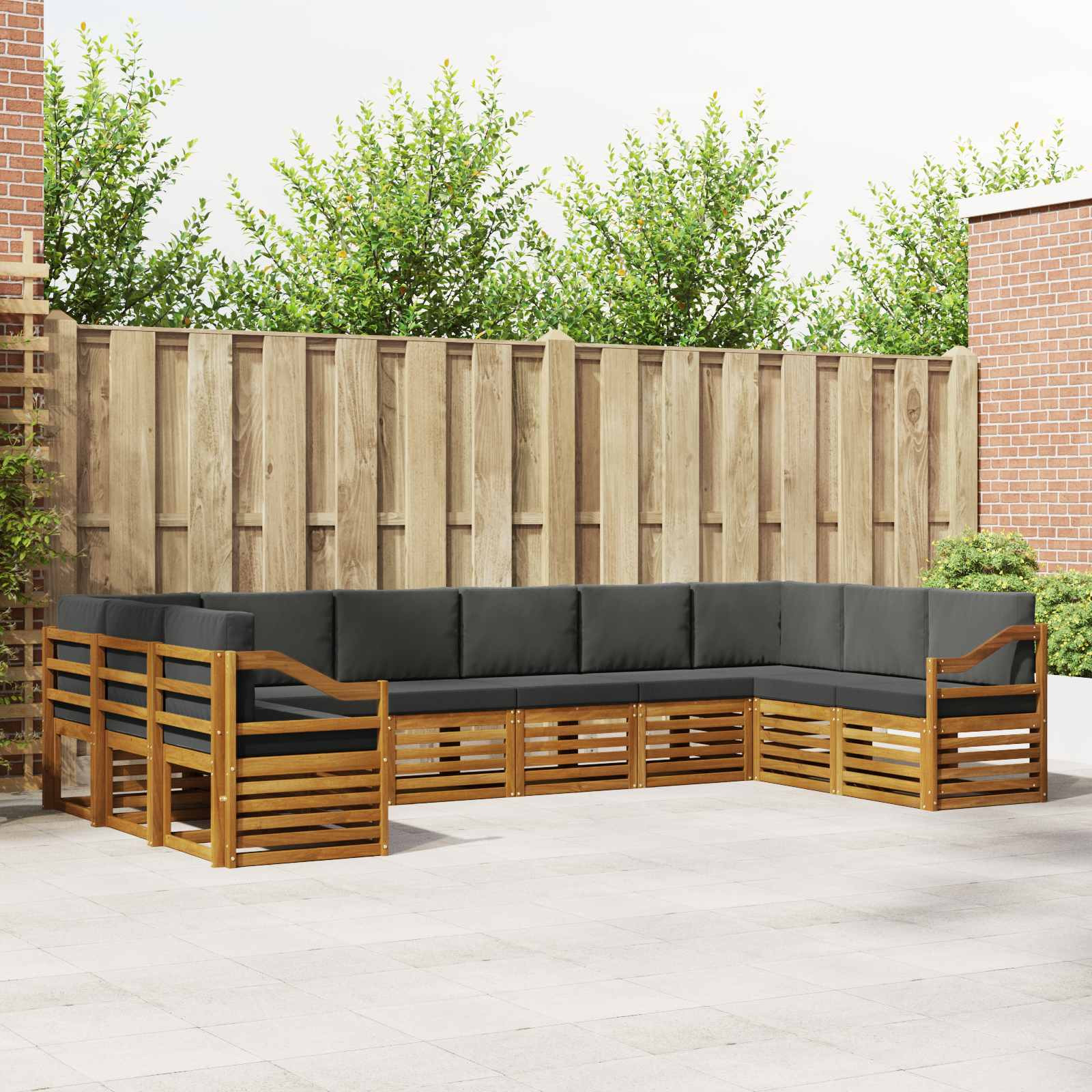 vidaXL Ecksofa Set mit Kissen 10 pcs Natur und Anthrazit