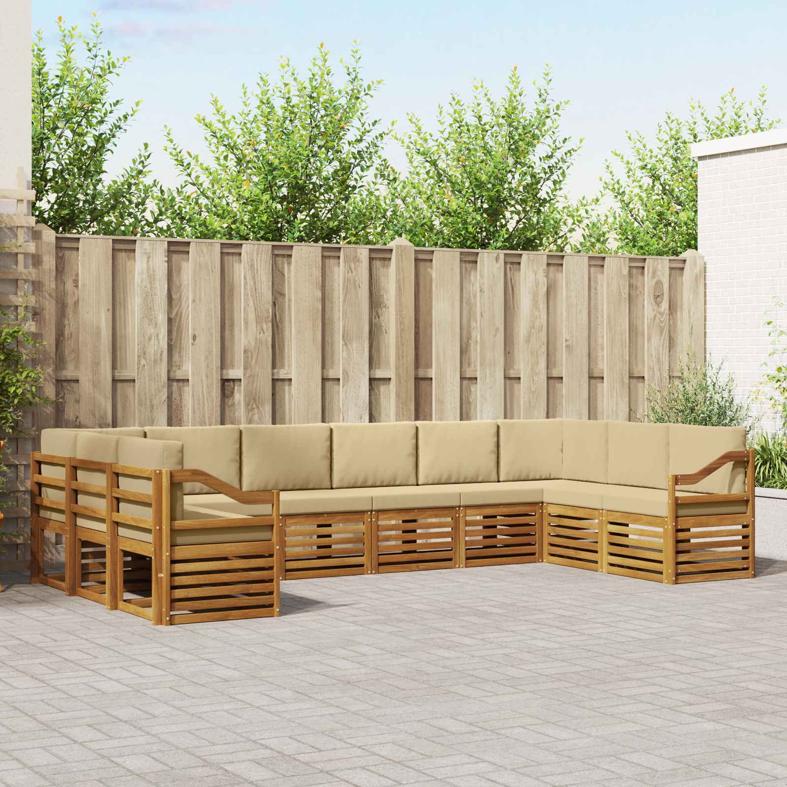 vidaXL Ecksofa Set mit Kissen 10 pcs Natur und Beige