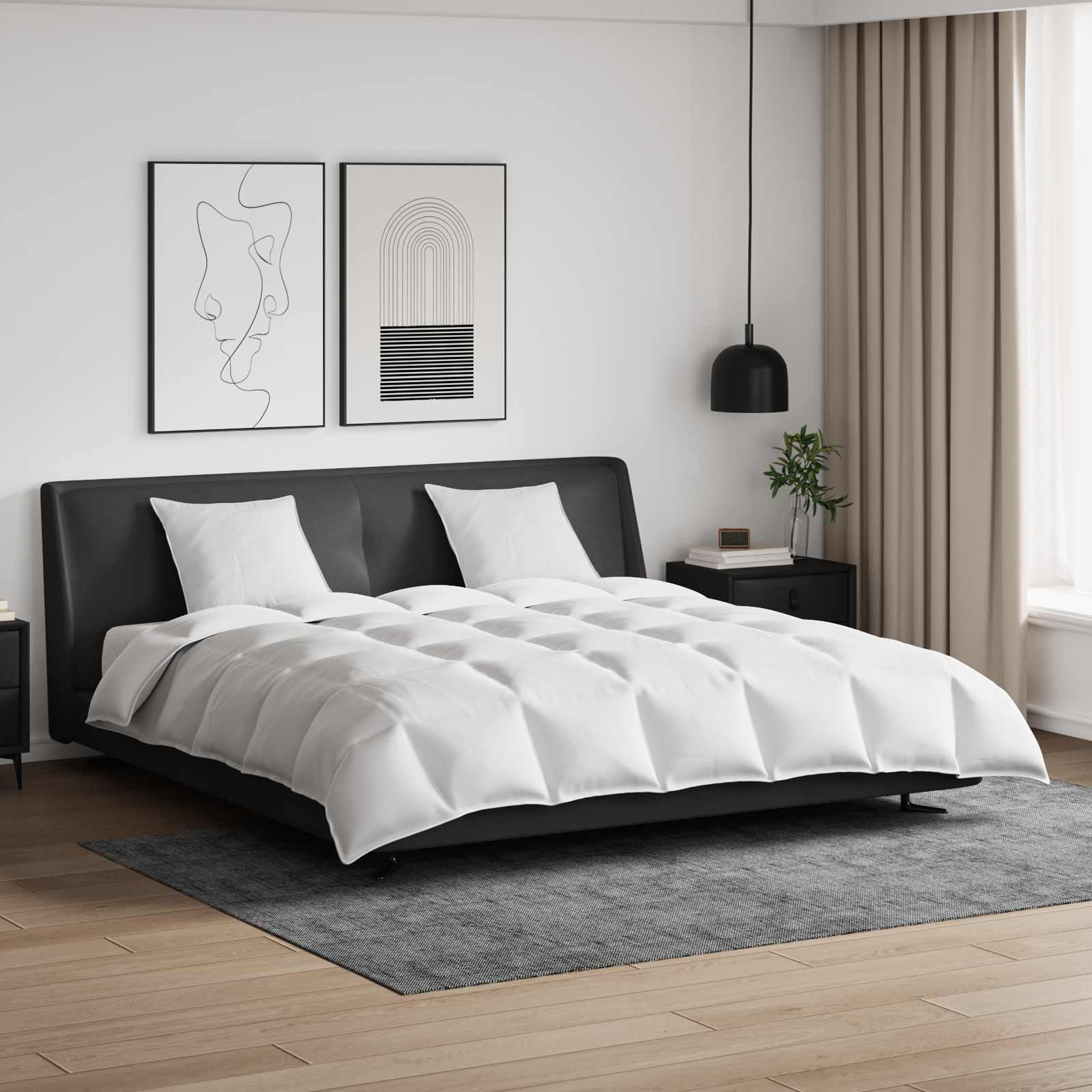 vidaXL Bettdecken Set mit Kissen 3 pcs Weiß Daunenfeder