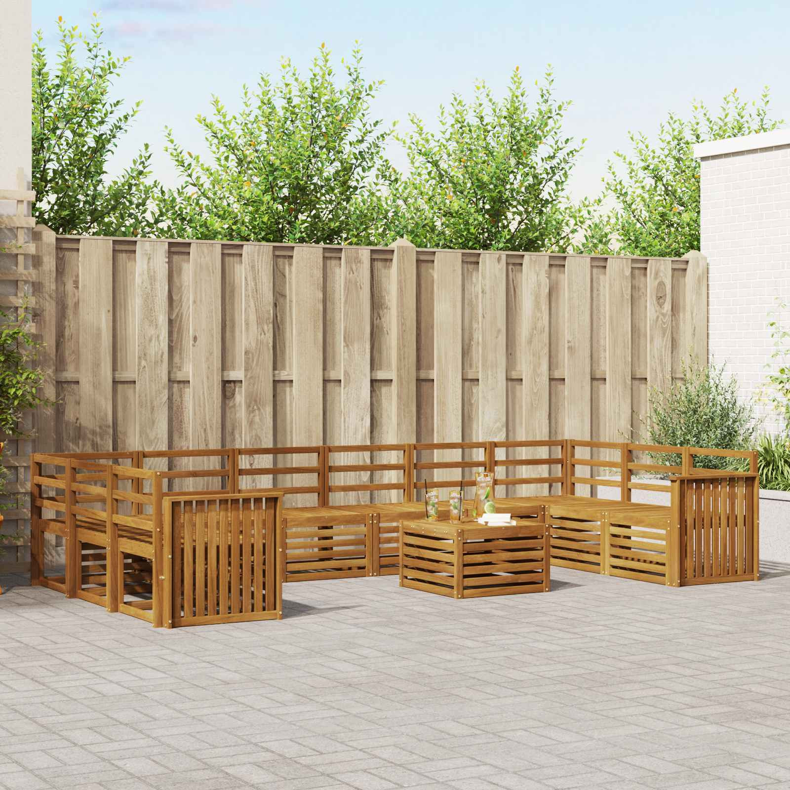 vidaXL Outdoor-Sofagarnitur 11 pcs Natur Massivholz Akazie