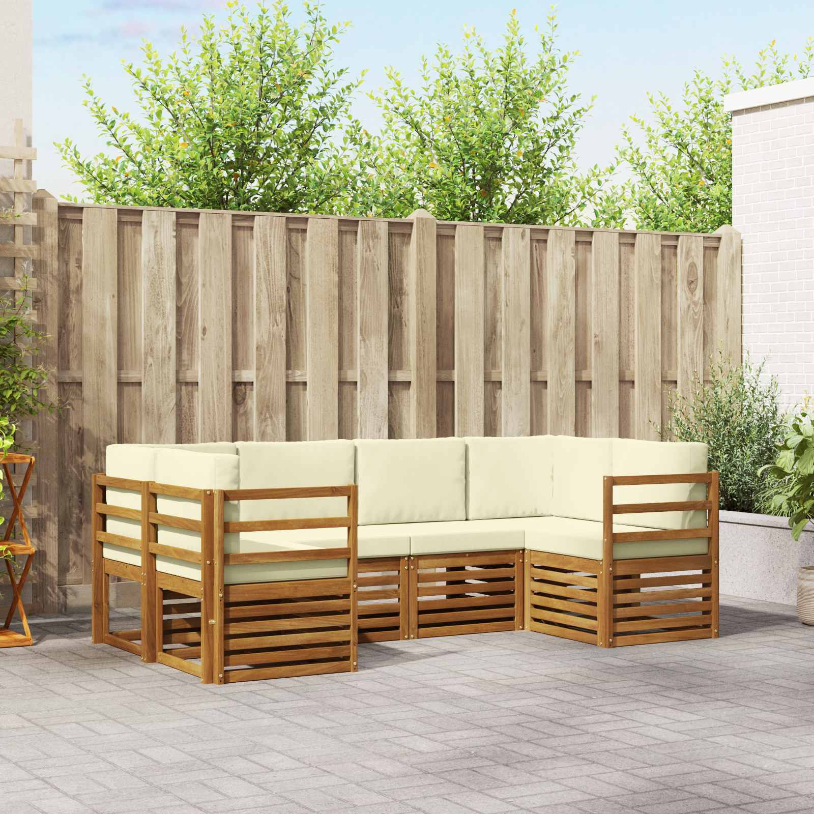 vidaXL Ecksofa Set mit Kissen 6 pcs Natur und Creme