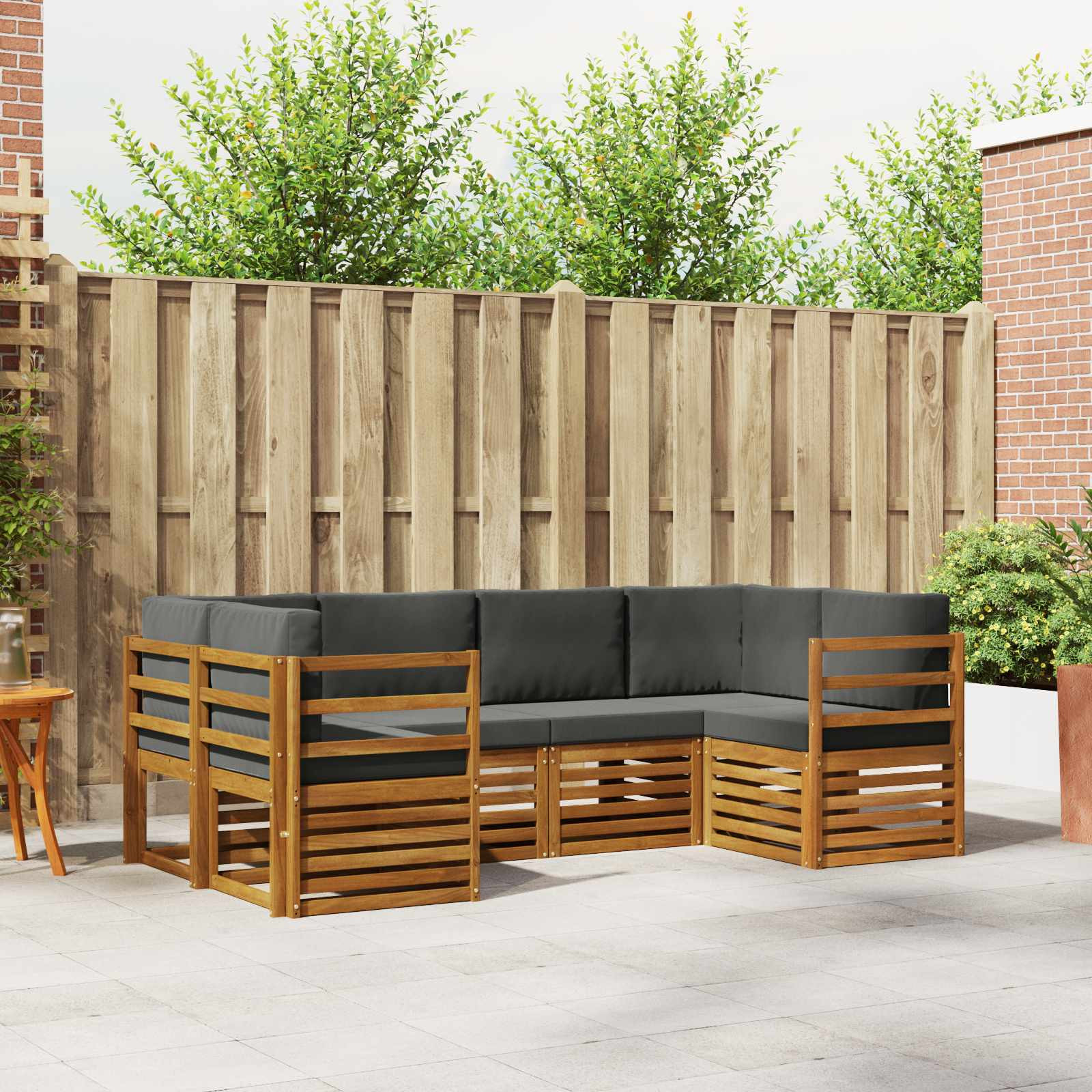 vidaXL Ecksofa Set mit Kissen 6 pcs Natur und Anthrazit