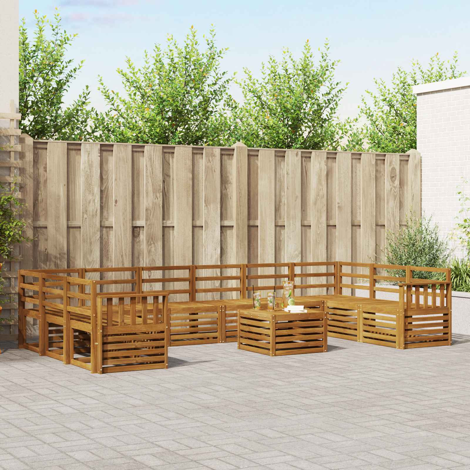 vidaXL Outdoor-Sofagarnitur 11 pcs Natur Massivholz Akazie
