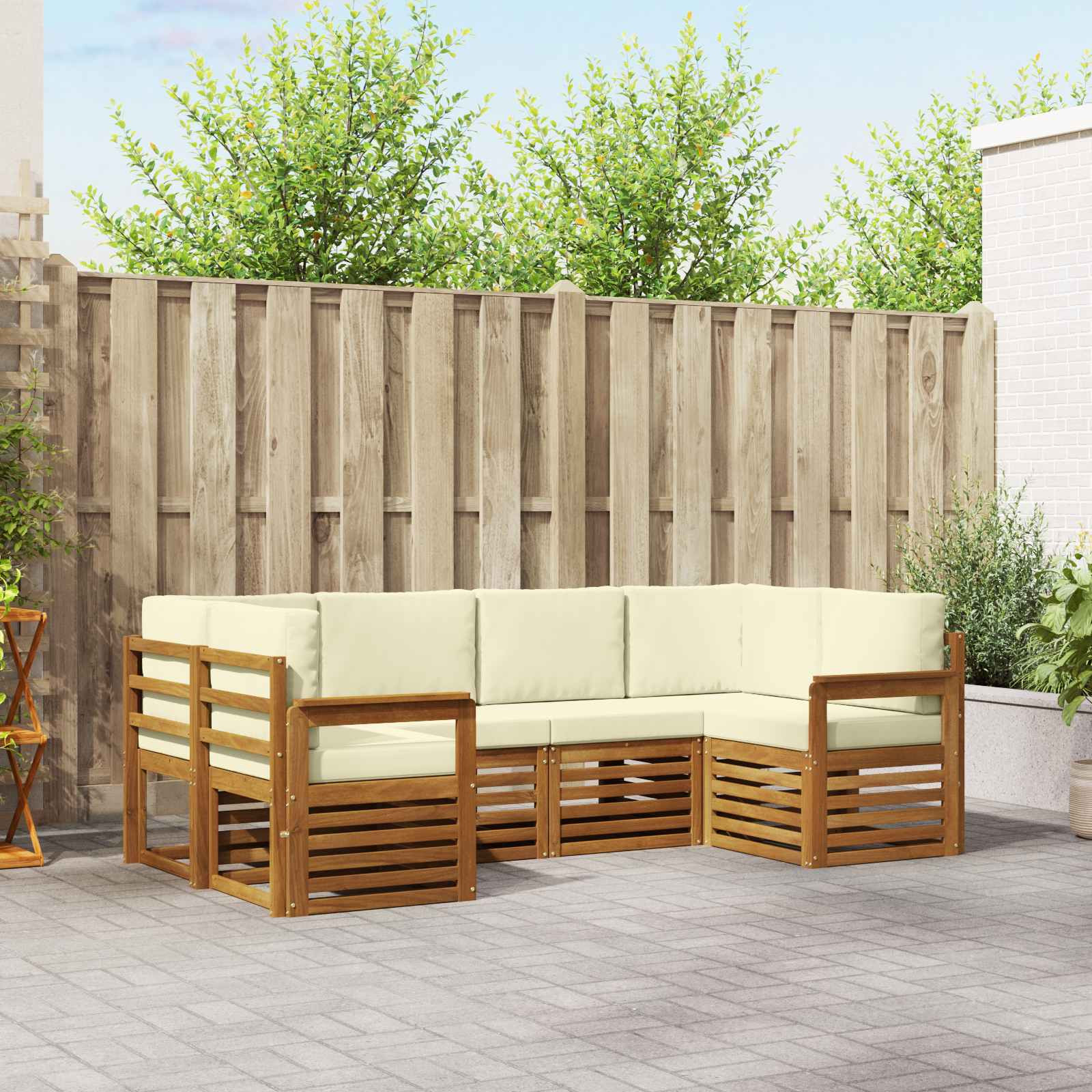 vidaXL Ecksofa Set mit Kissen 6 pcs Natur und Creme