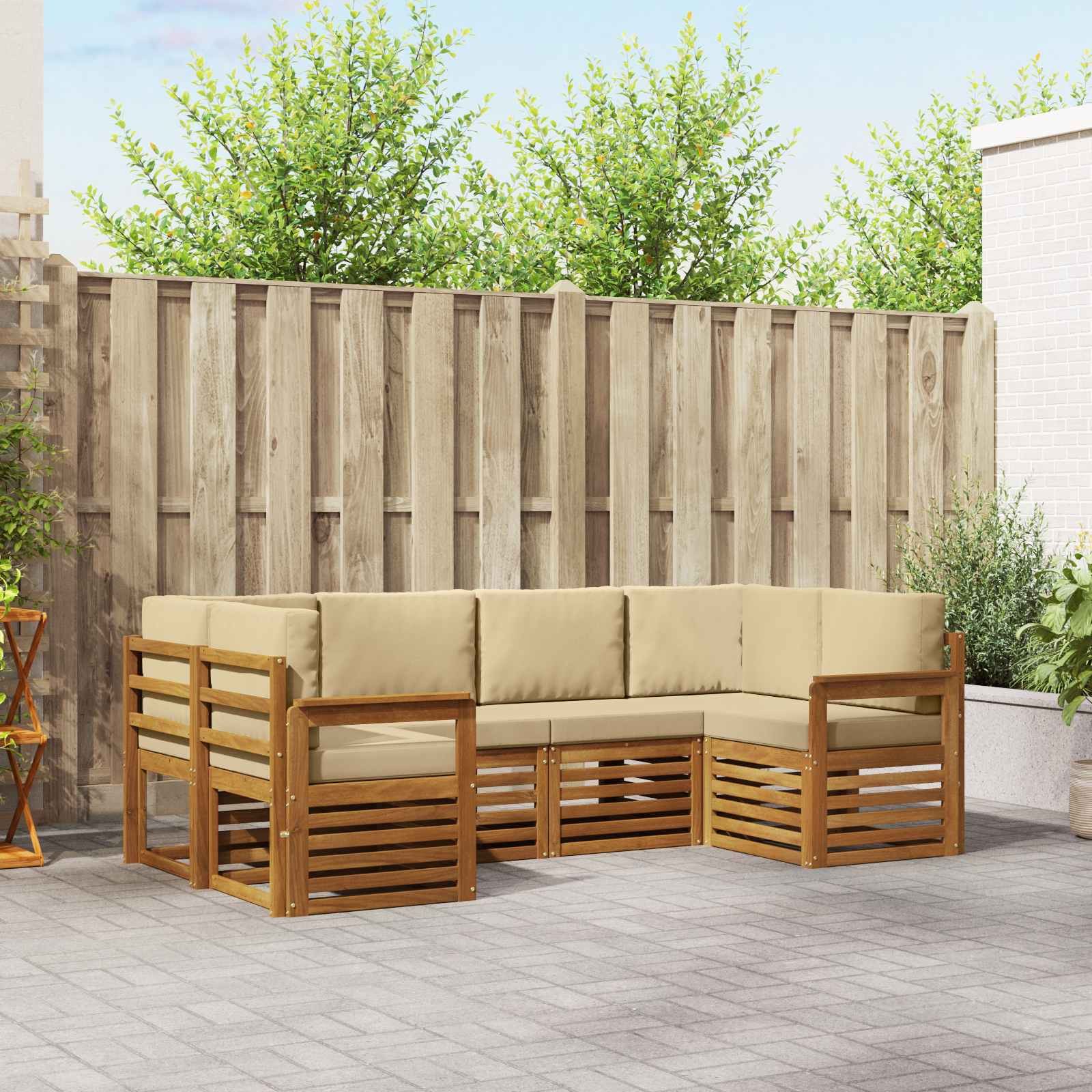 vidaXL Ecksofa Set mit Kissen 6 pcs Natur