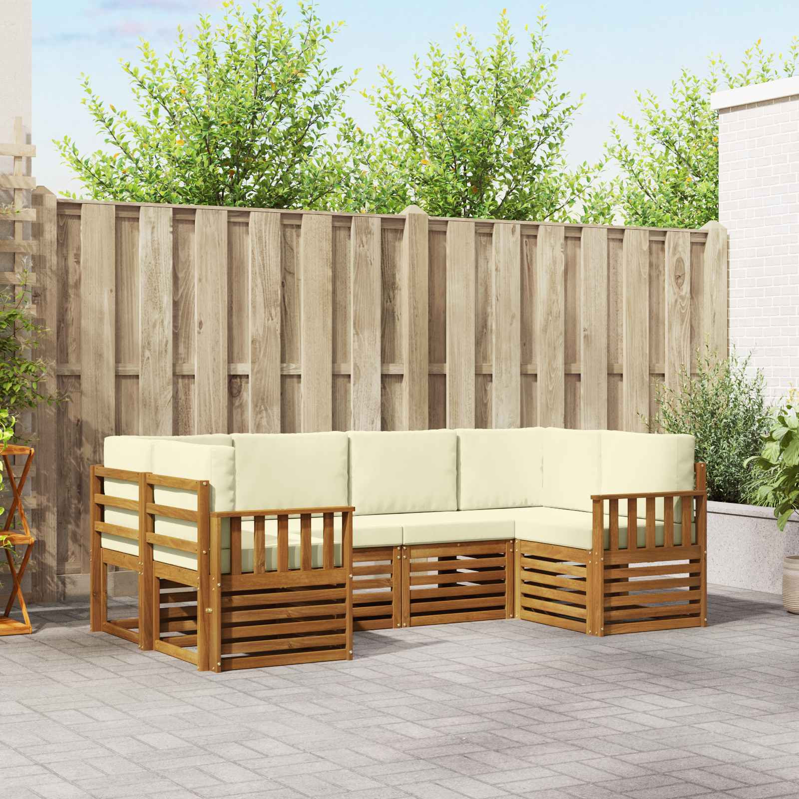 vidaXL Ecksofa Set mit Kissen 6 pcs Natur und Creme
