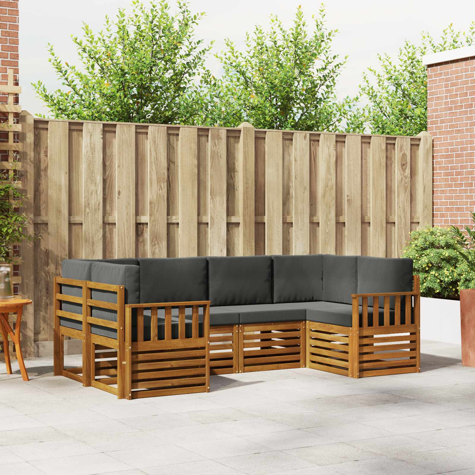 vidaXL Ecksofa Set mit Kissen 6 pcs Natur und Anthrazit