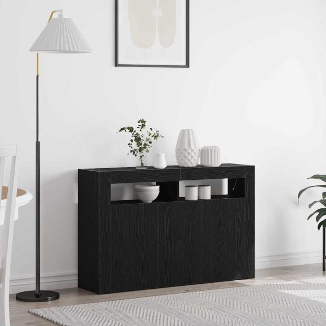 vidaXL Sideboard Schwarz Eichen-Optik 116 x 30 x 75 cm Holzwerkstoff