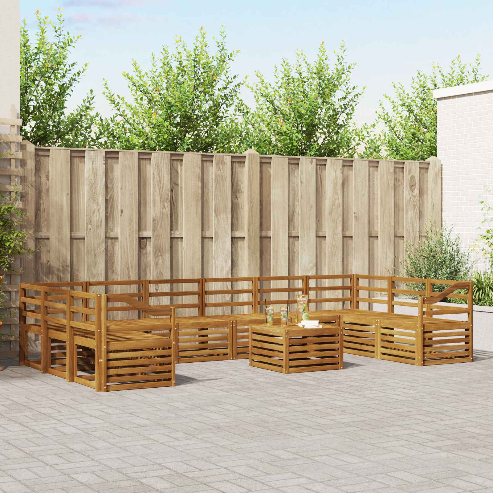 vidaXL Outdoor-Sofagarnitur 11 pcs Natur Massivholz Akazie