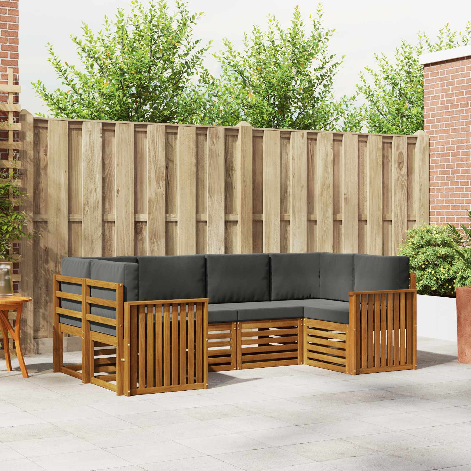 vidaXL Ecksofa Set mit Kissen 6 pcs Natur und Anthrazit