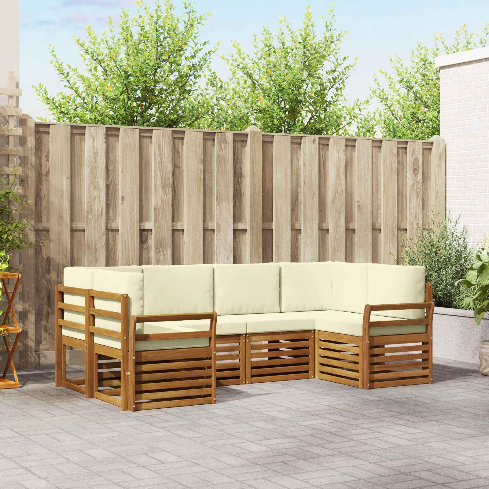 vidaXL Ecksofa Set mit Kissen 6 pcs Natur und Creme