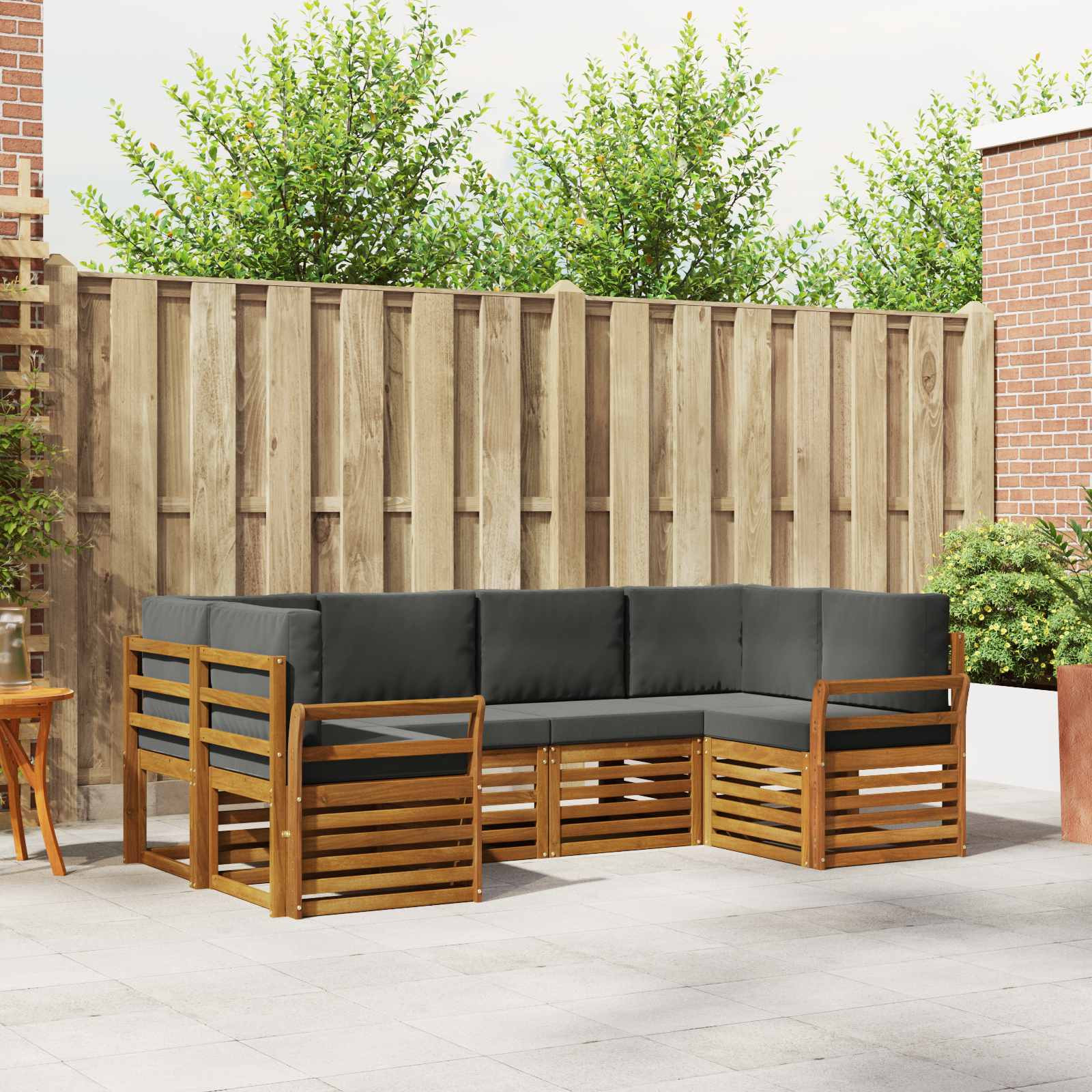 vidaXL Ecksofa Set mit Kissen 6 pcs Natur und Anthrazit