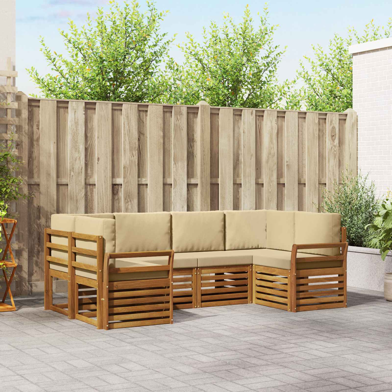 vidaXL Ecksofa Set mit Kissen 6 pcs Natur