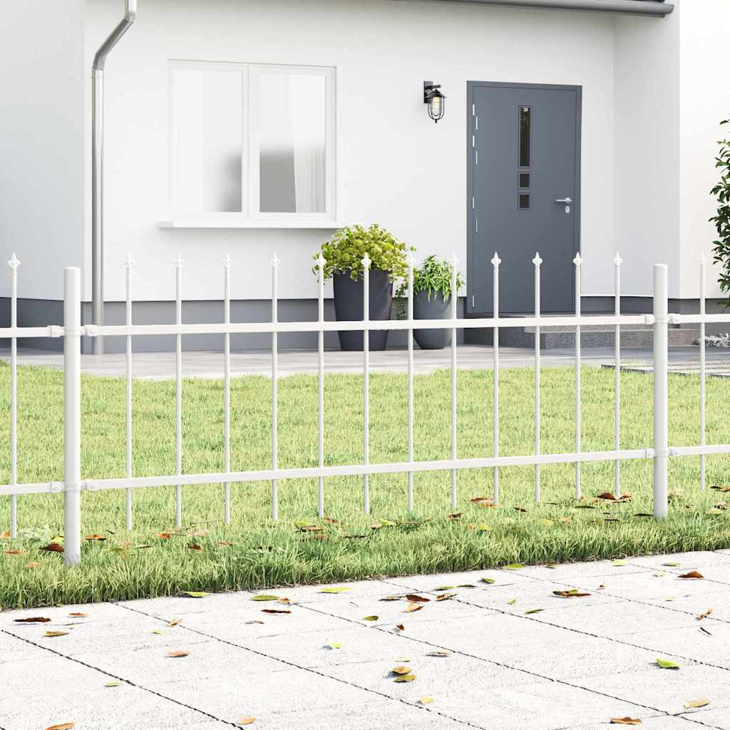 vidaXL Gartenzaun 8 pcs Weiß 13,6 x 0,6 m Pulverbeschichteter Stahl