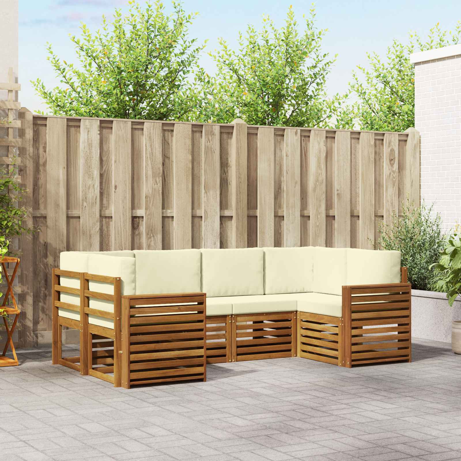 vidaXL Ecksofa Set mit Kissen 6 pcs Natur und Creme