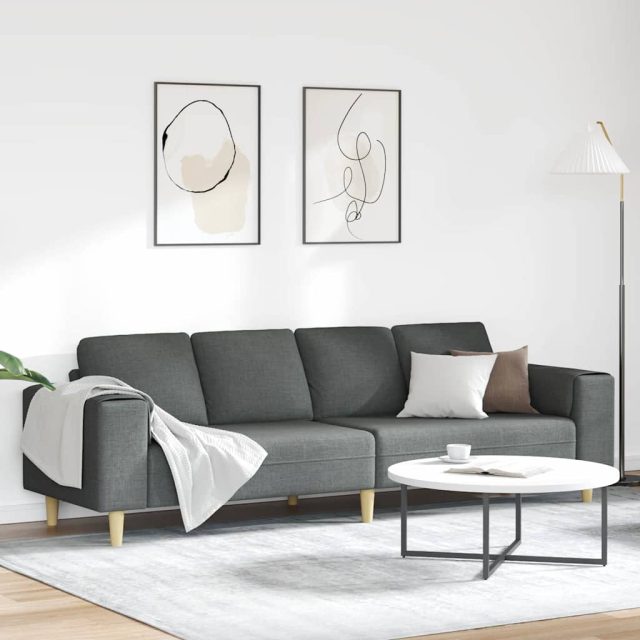 vidaXL Wohnzimmer Couch Dunkelgrau 250 x 77 x 76 cm Polyester