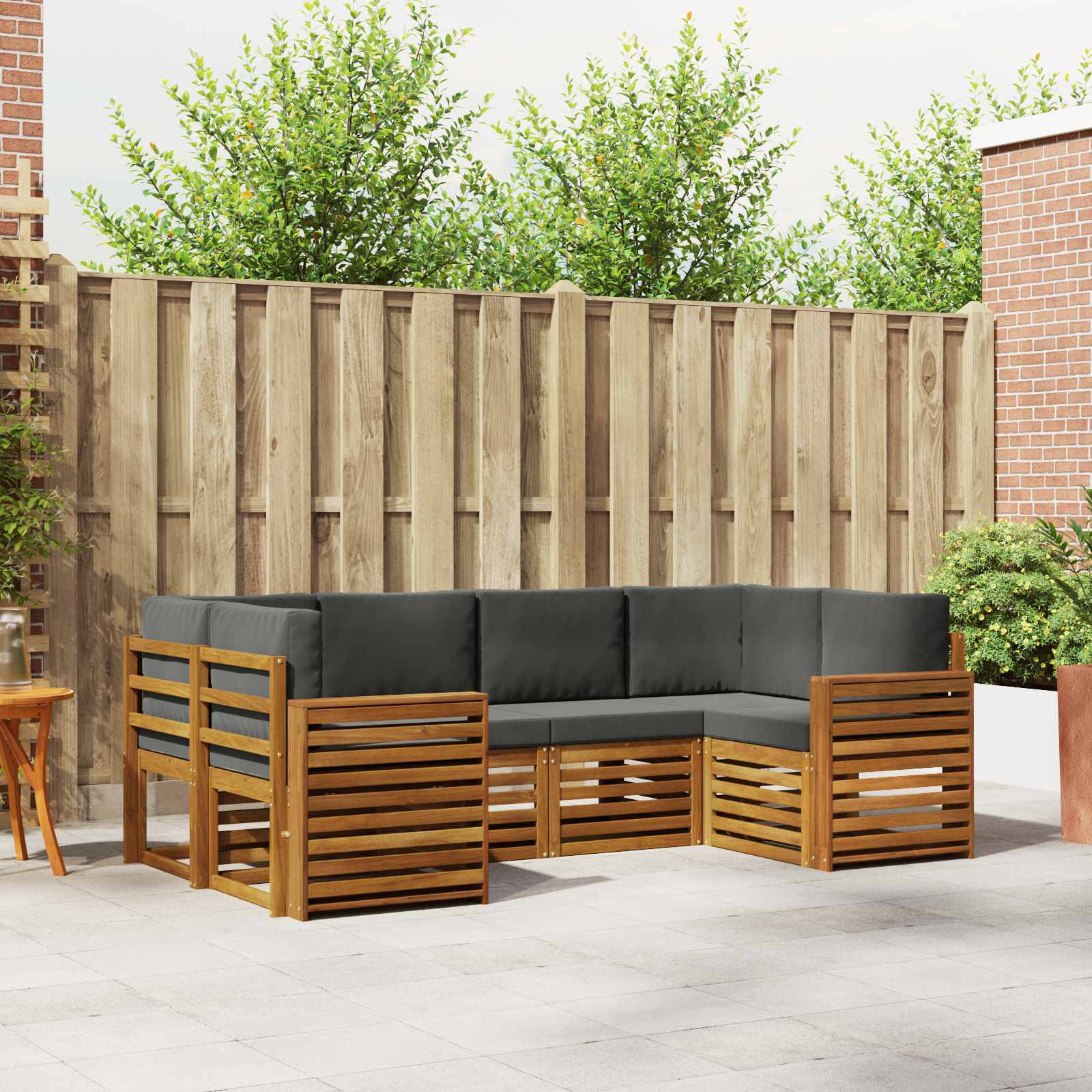 vidaXL Ecksofa Set mit Kissen 6 pcs Natur und Anthrazit