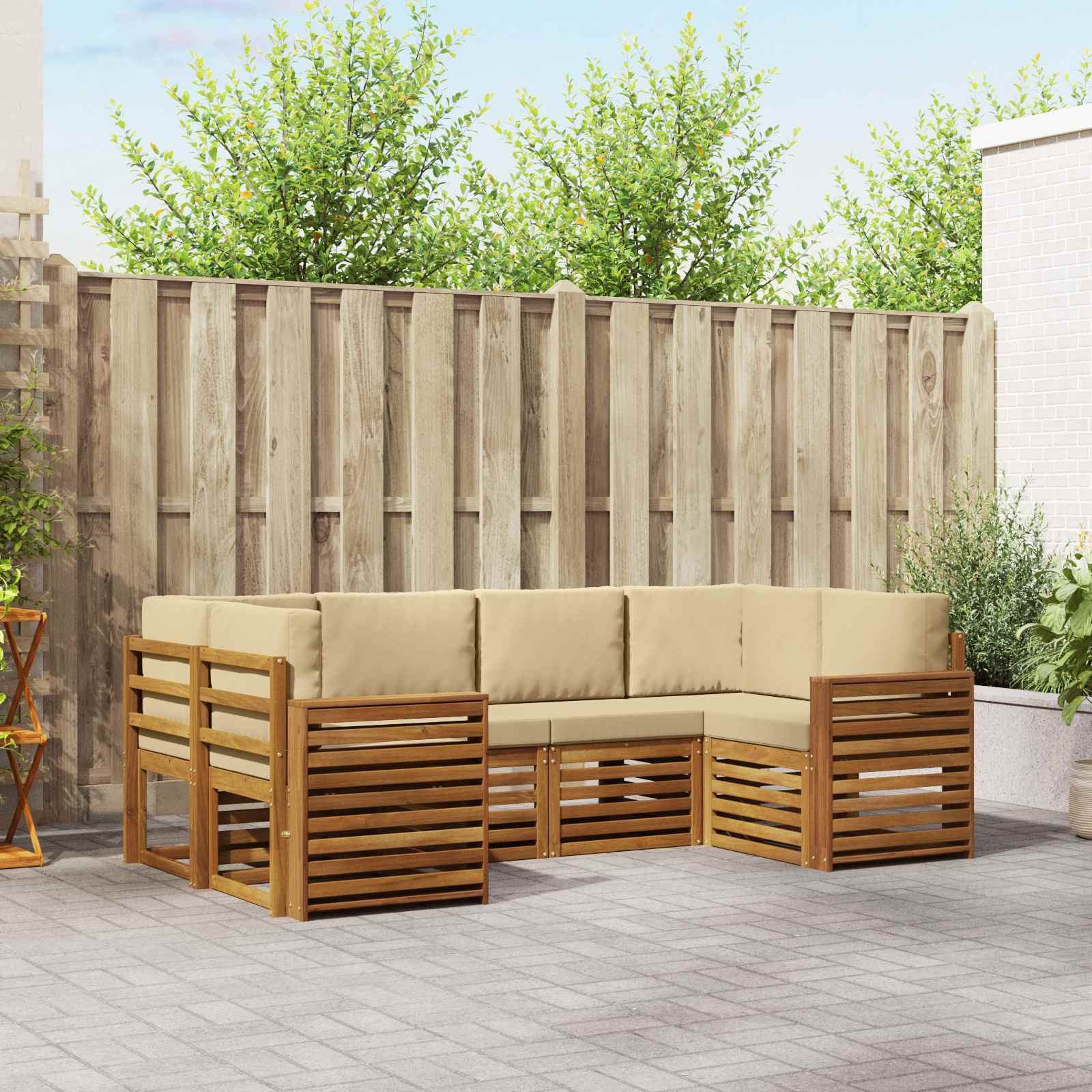 vidaXL Ecksofa Set mit Kissen 6 pcs Natur und Beige