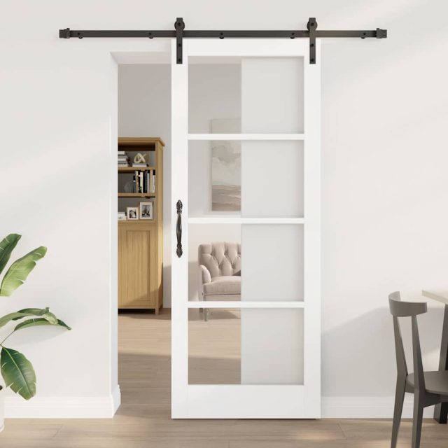 vidaXL Schiebetür ORKDAL Weiß und Schwarz 83 x 211 cm