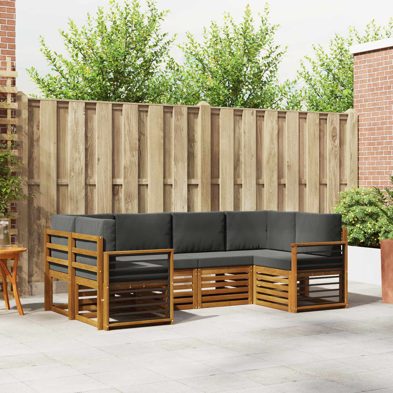 vidaXL Ecksofa Set mit Kissen 6 pcs Natur und Anthrazit
