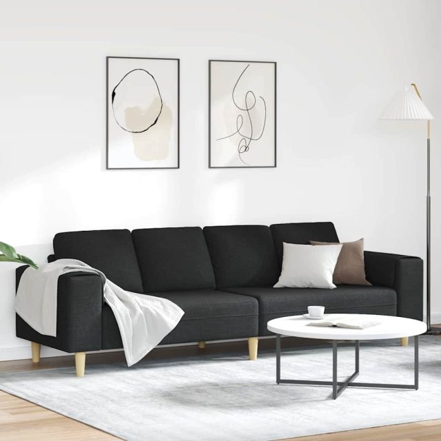 vidaXL Wohnzimmer Couch Schwarz 250 x 77 x 76 cm Polyester