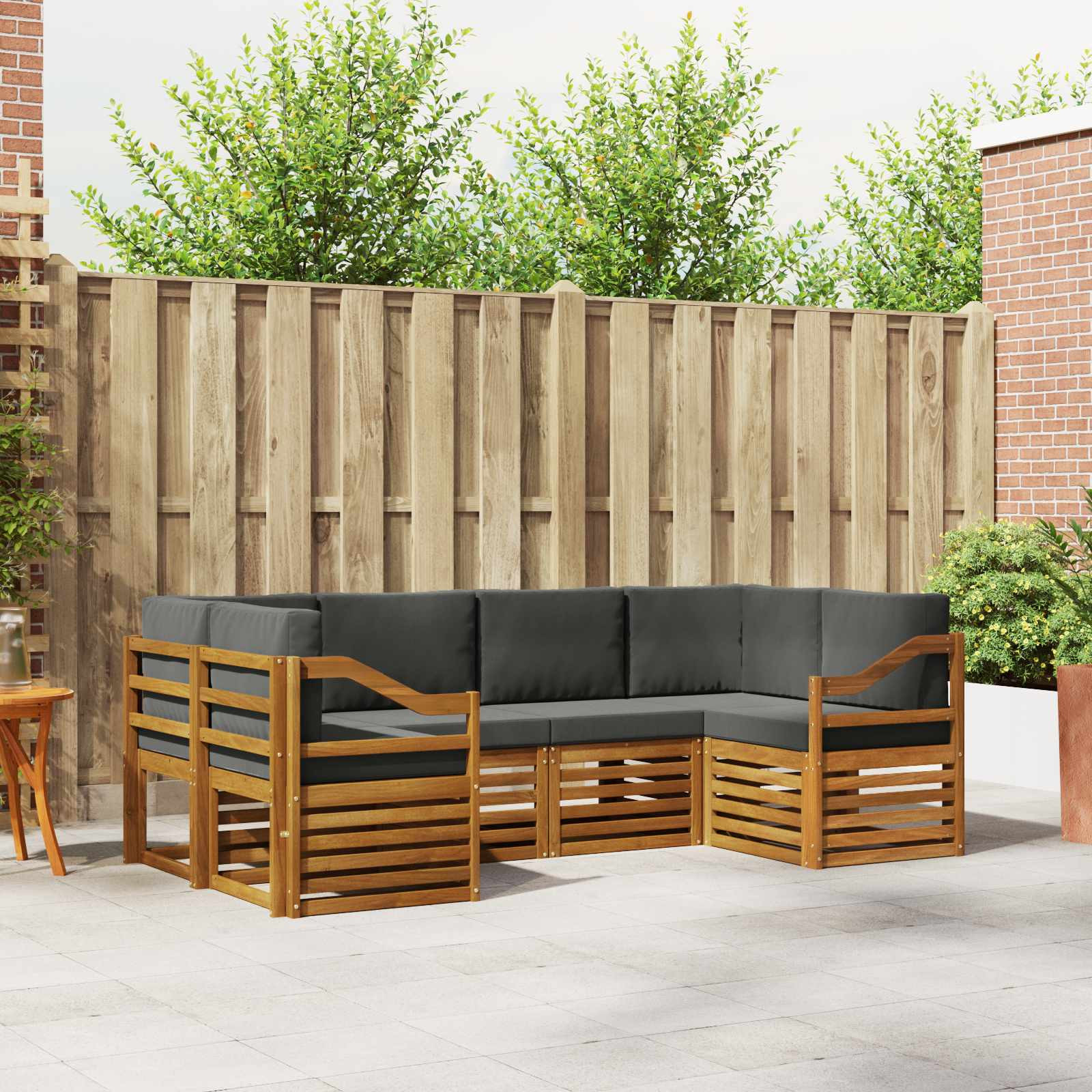 vidaXL Ecksofa Set mit Kissen 6 pcs Natur und Anthrazit