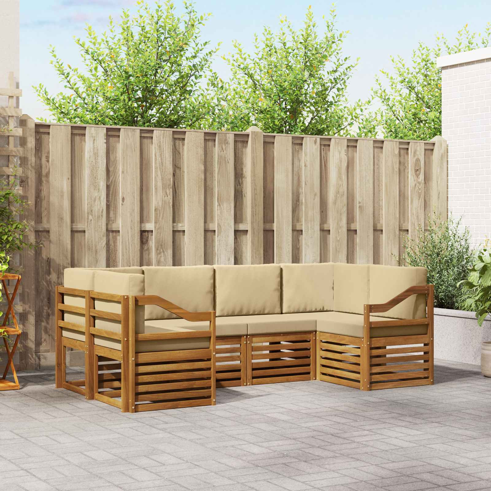 vidaXL Ecksofa Set mit Kissen 6 pcs Natur