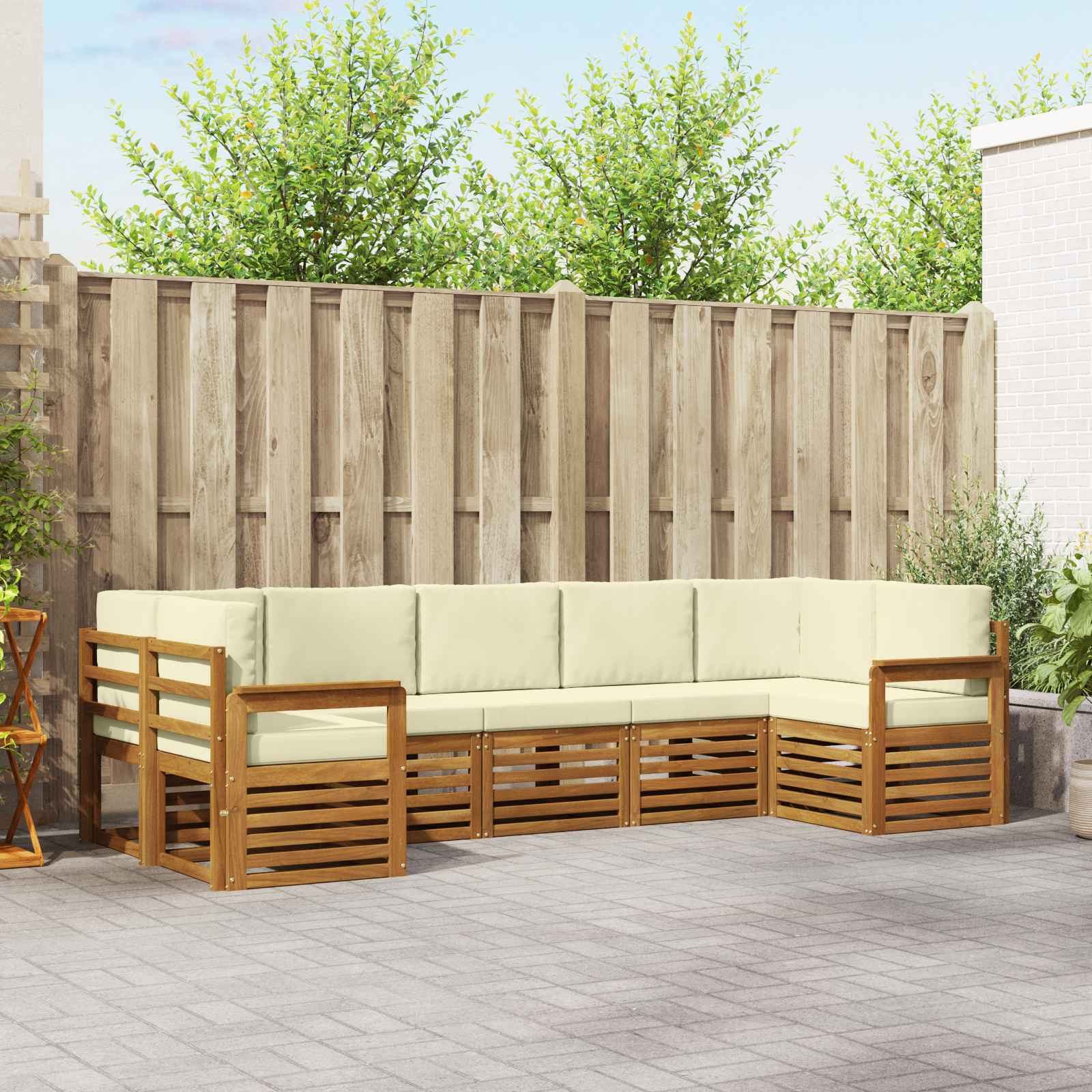 vidaXL Ecksofa Set mit Kissen 7 pcs Natur und Creme