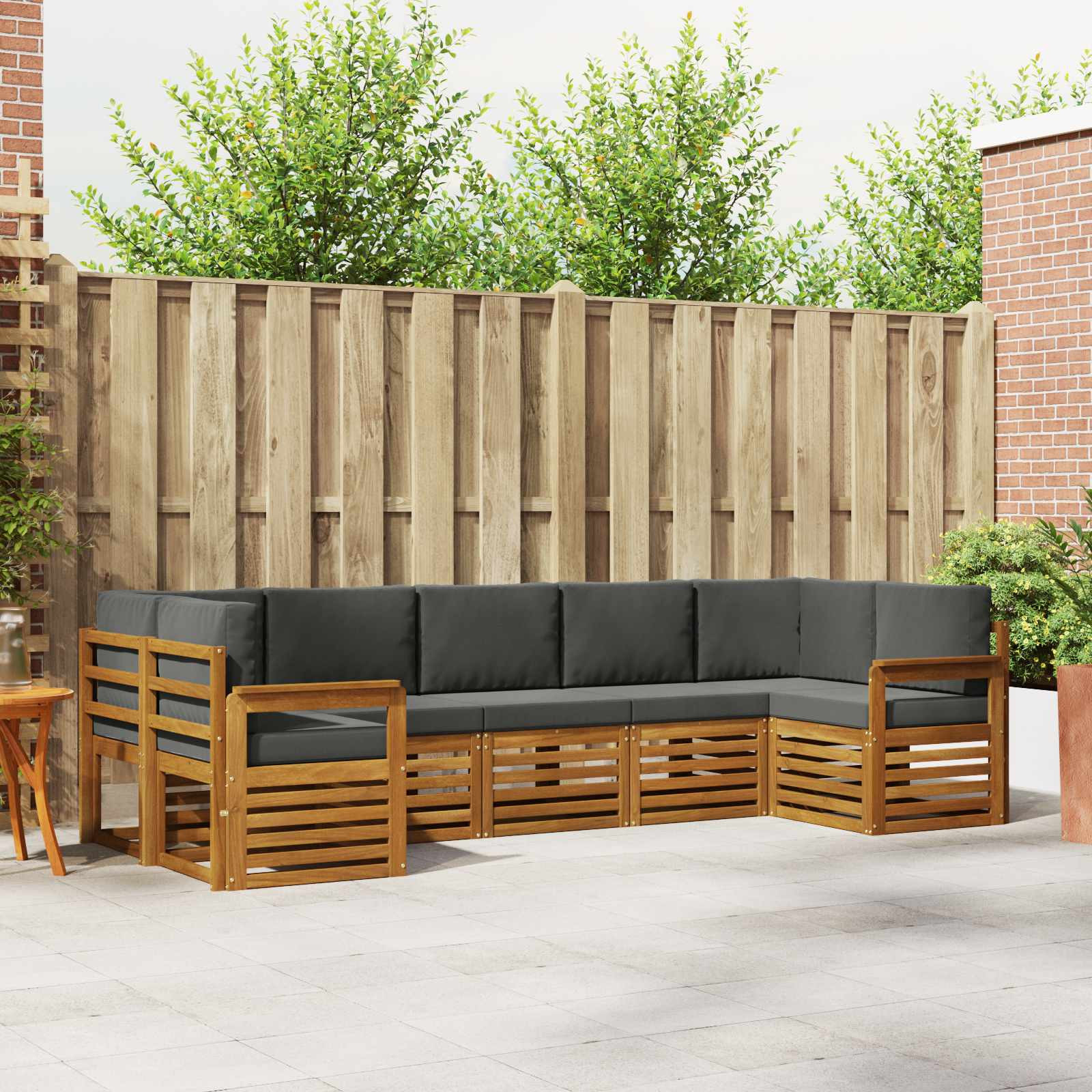 vidaXL Ecksofa Set mit Kissen 7 pcs Natur und Anthrazit