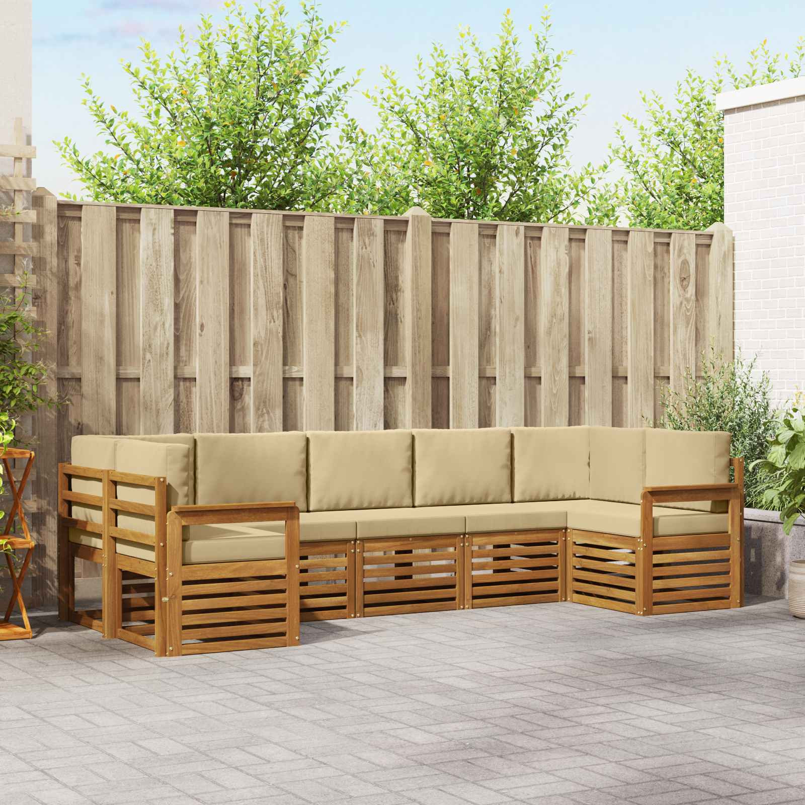 vidaXL Ecksofa Set mit Kissen 7 pcs Natur und Beige